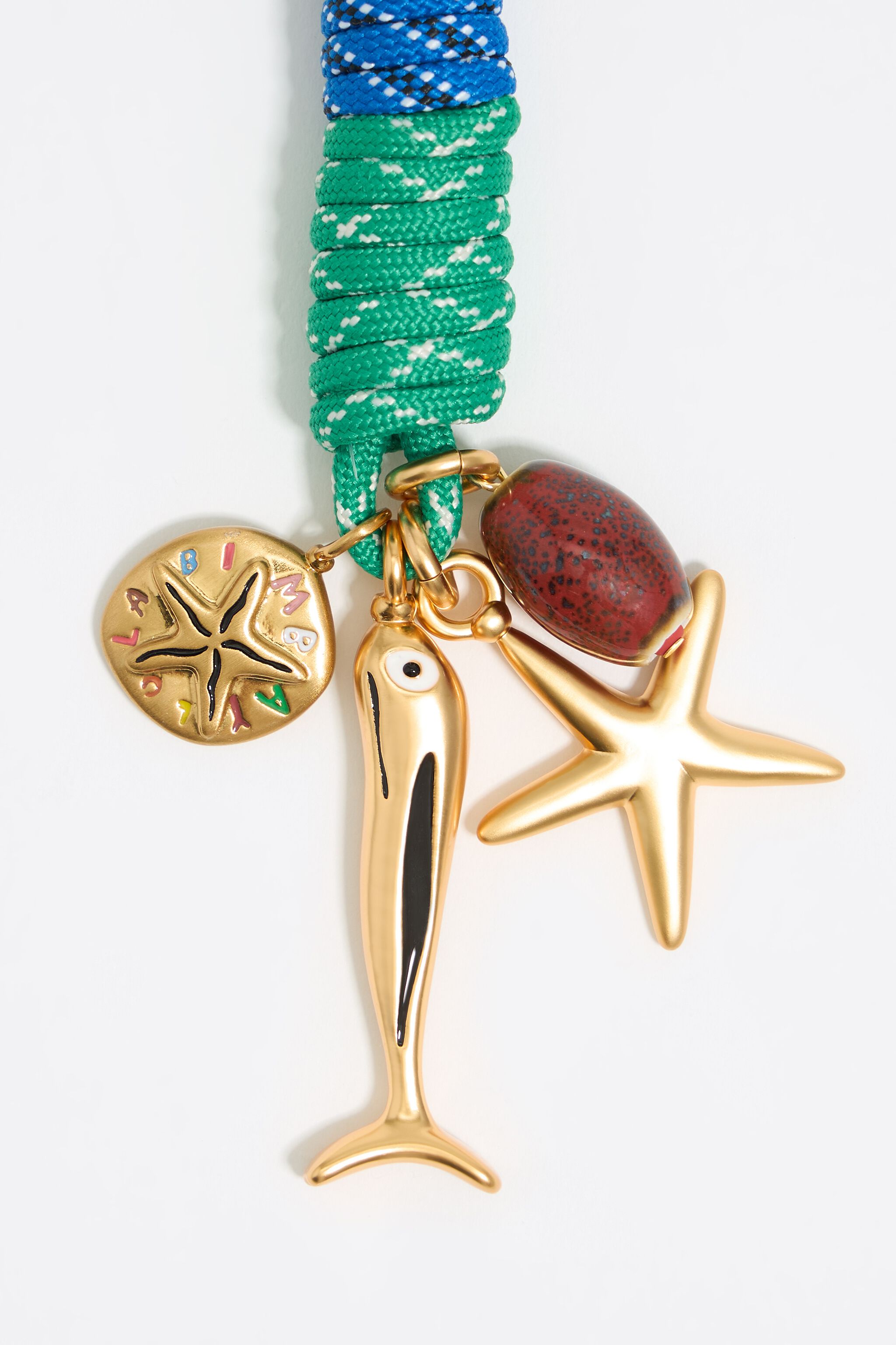 Blue knotted rope key ring