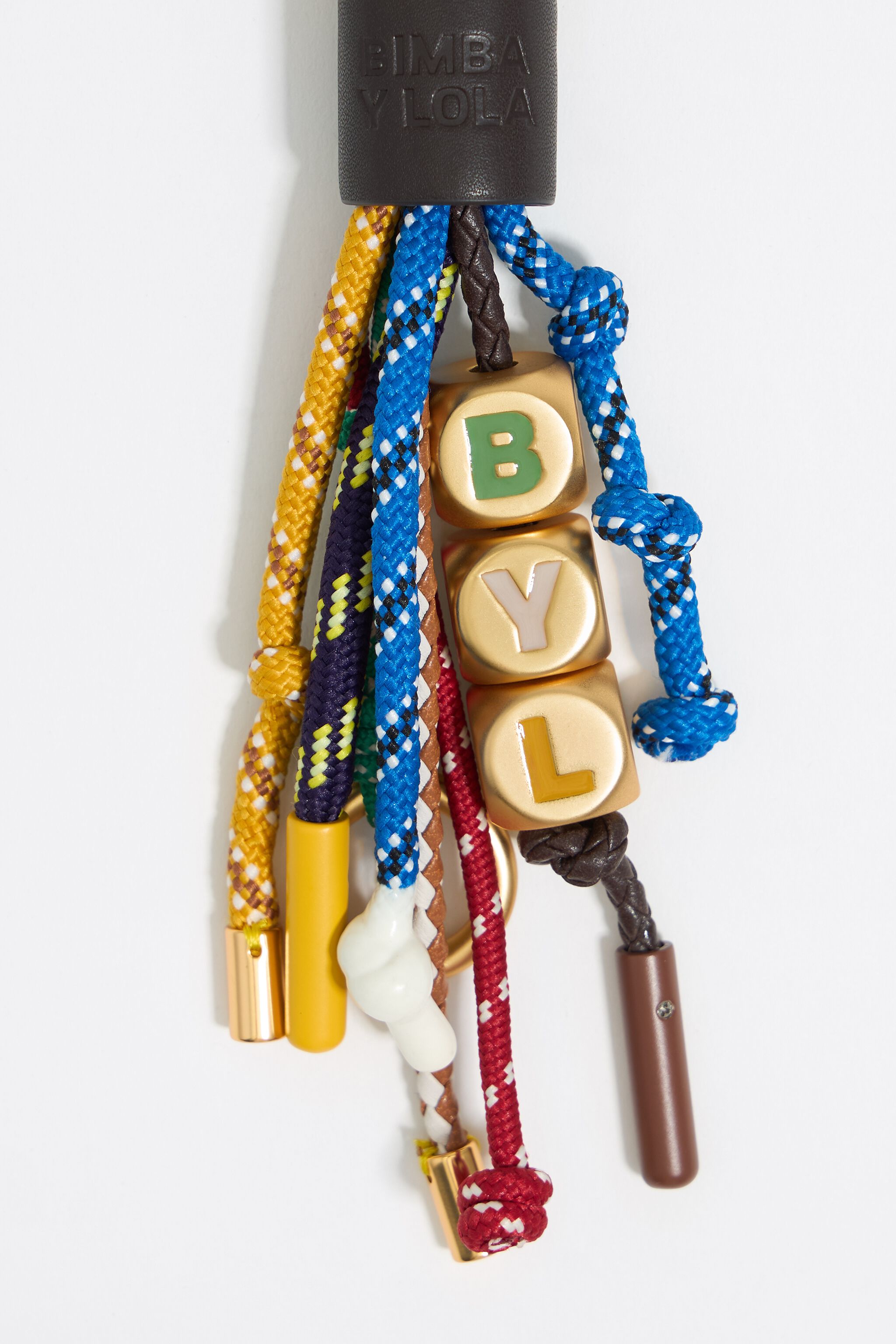 Multicolor ropes pompom key ring