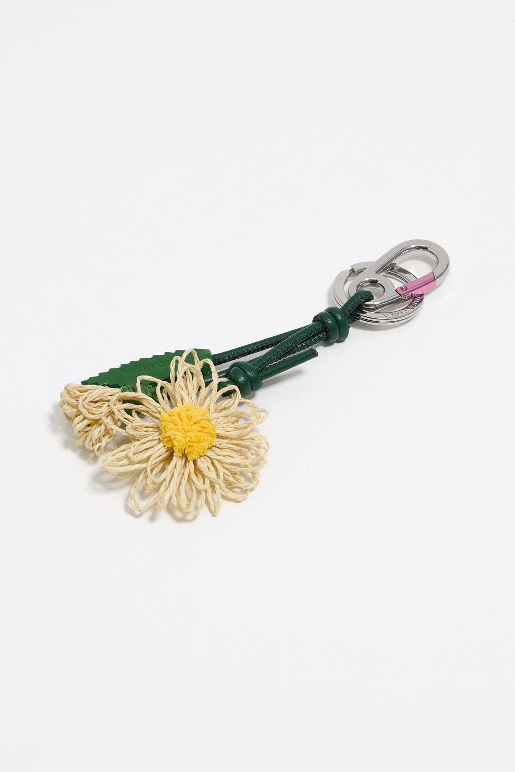 Raffia paper flowers keychain