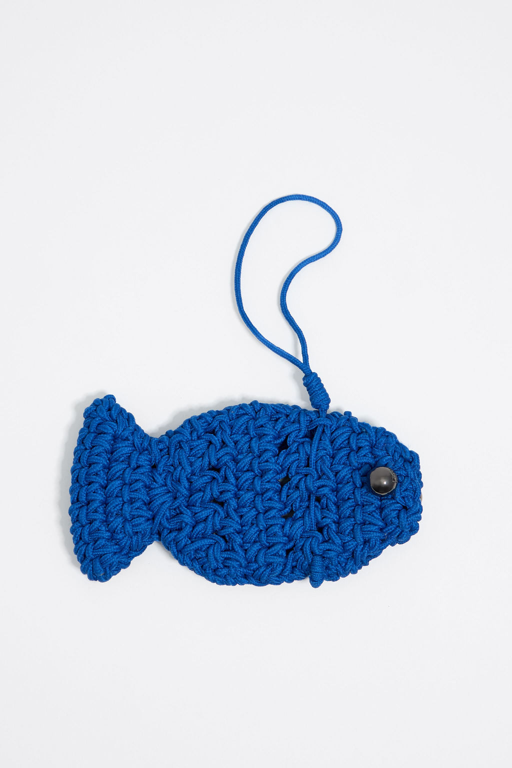 Blue fish crochet bag charm