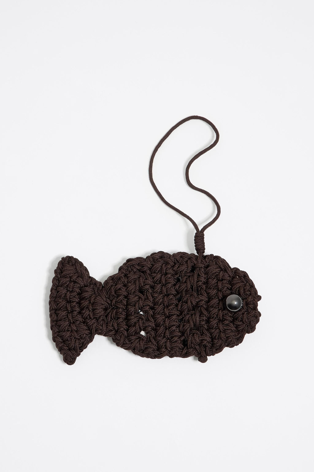 Brown fish crochet bag charm