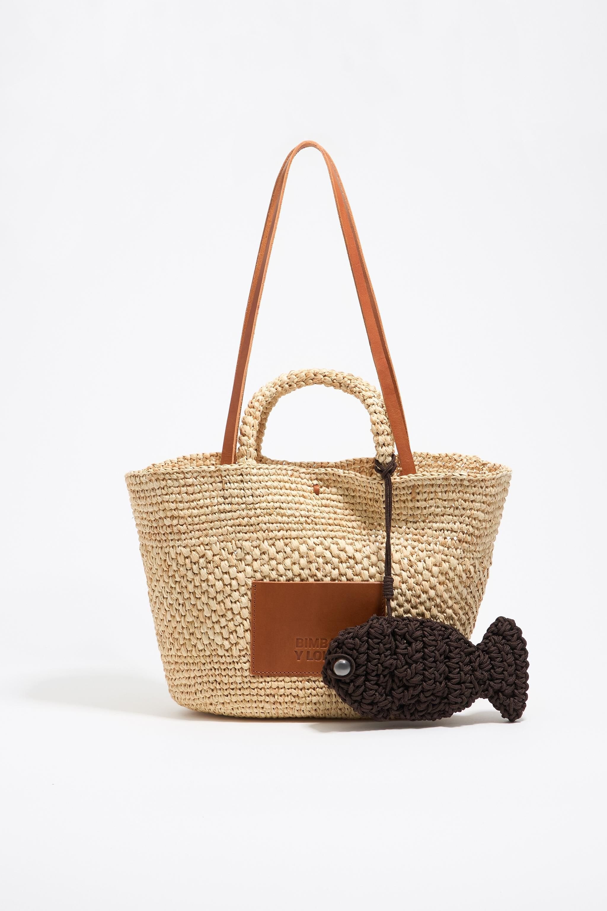 Brown fish crochet bag charm