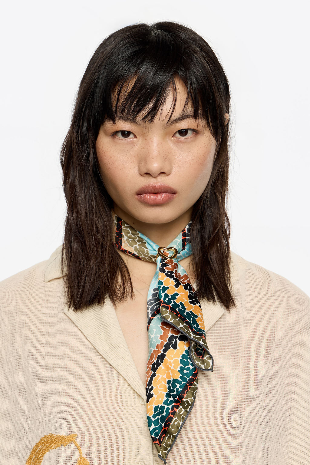 Multicolor logo scarf bag charm