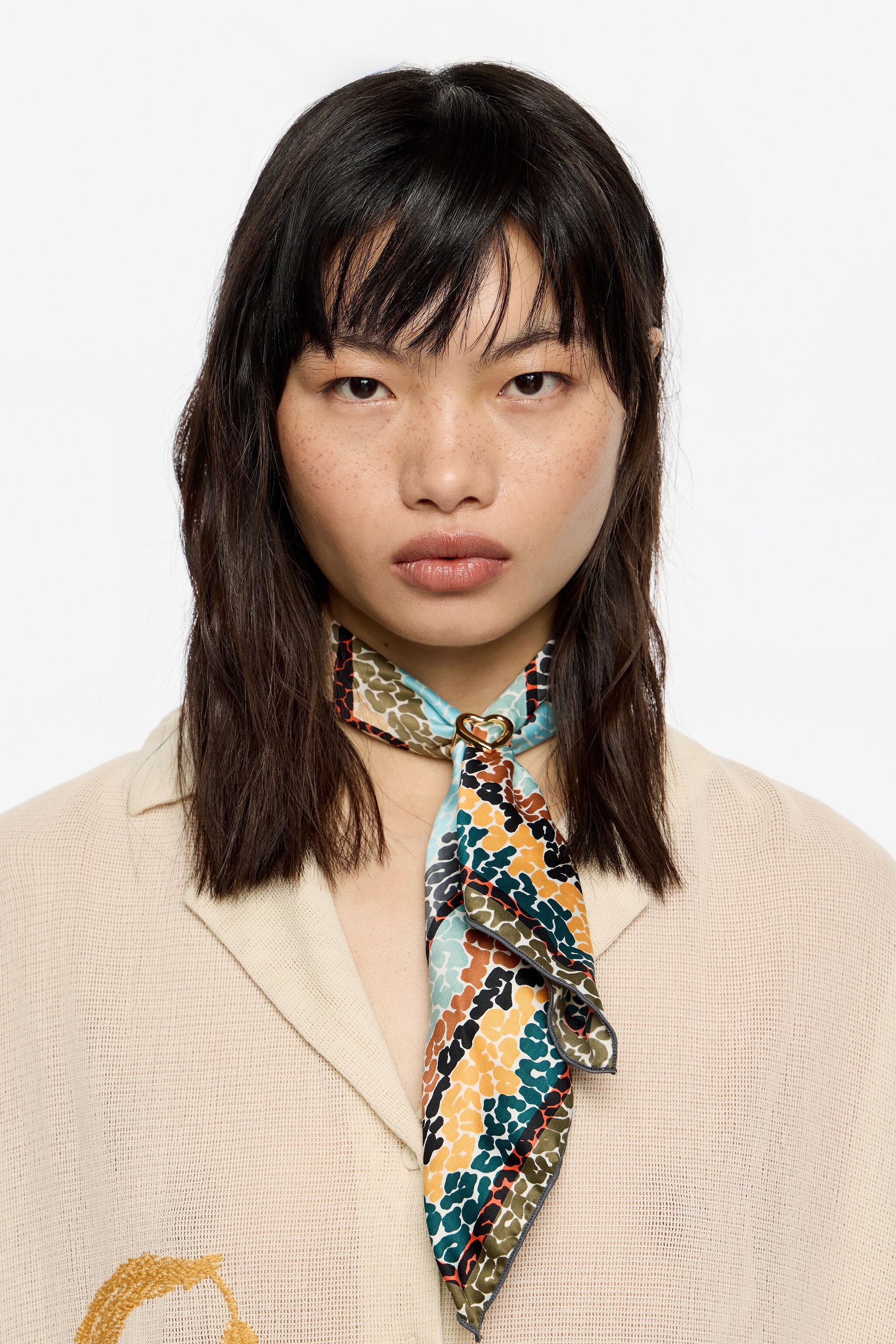 Multicolor logo scarf bag charm