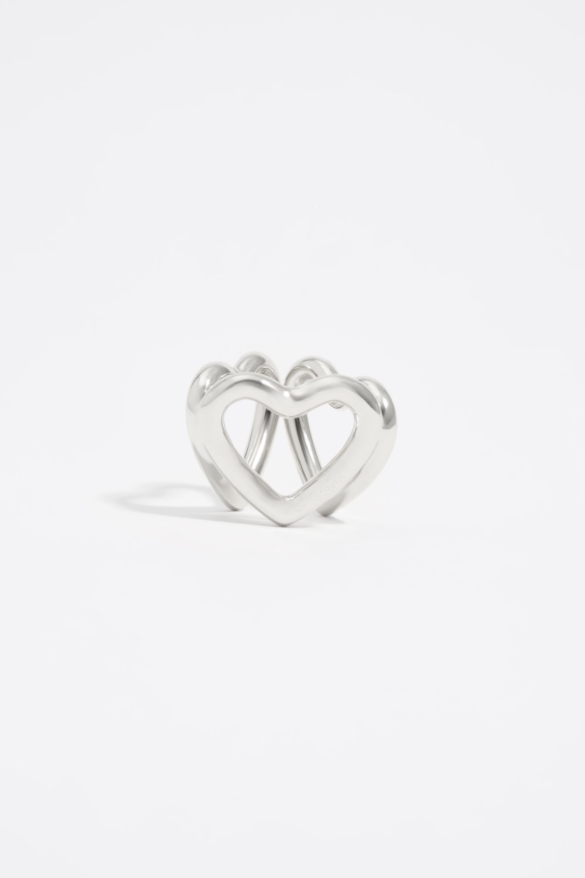 Silver triple heart scarf ring