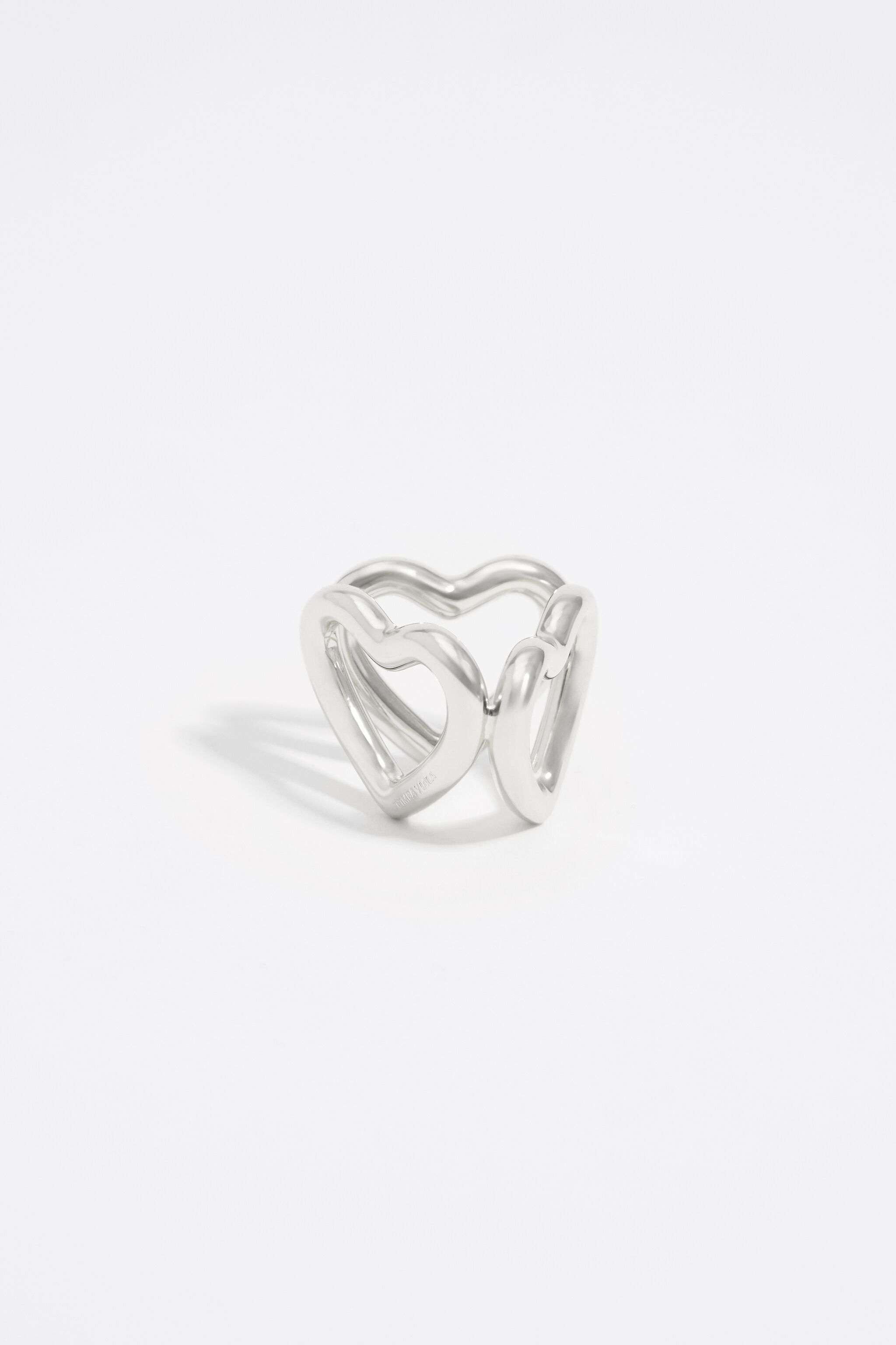 Silver triple heart scarf ring