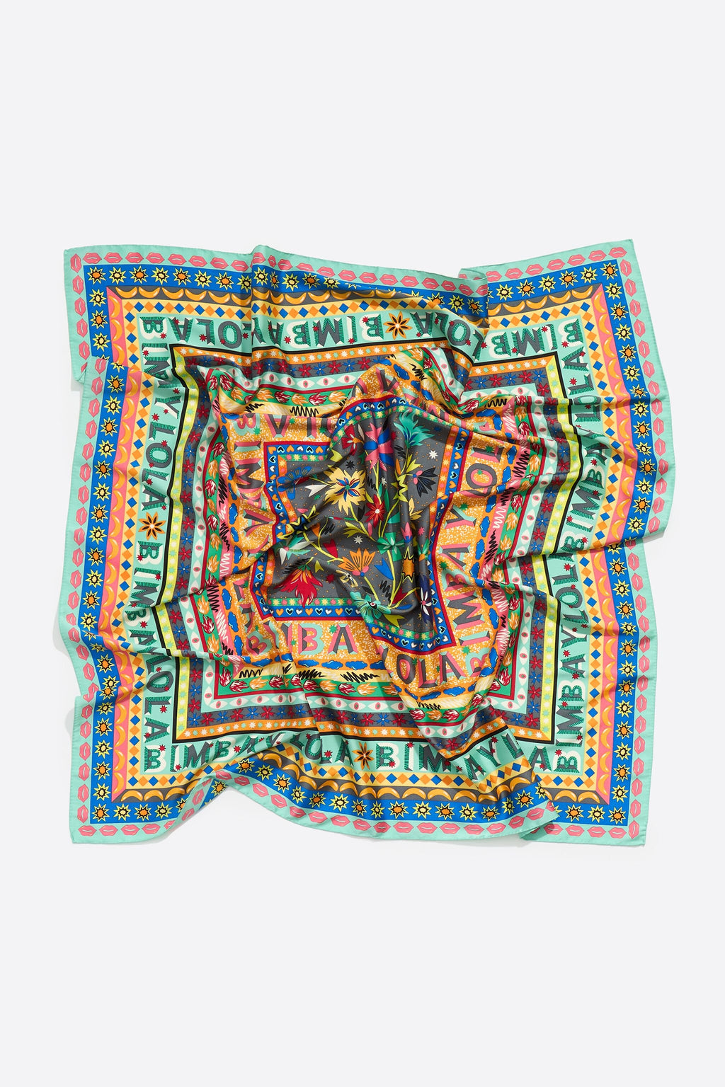 Gray logos and floral borders scarf