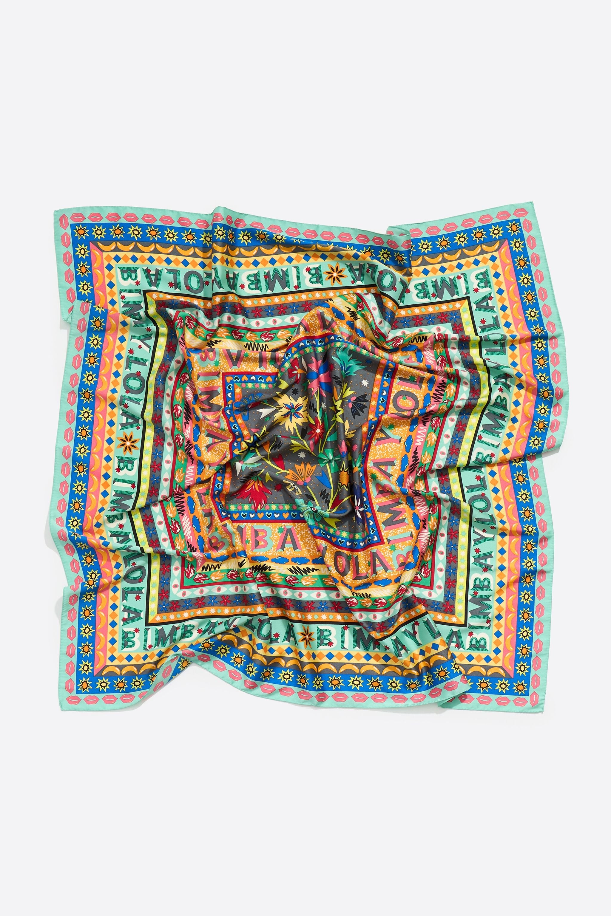 Gray logos and floral borders scarf