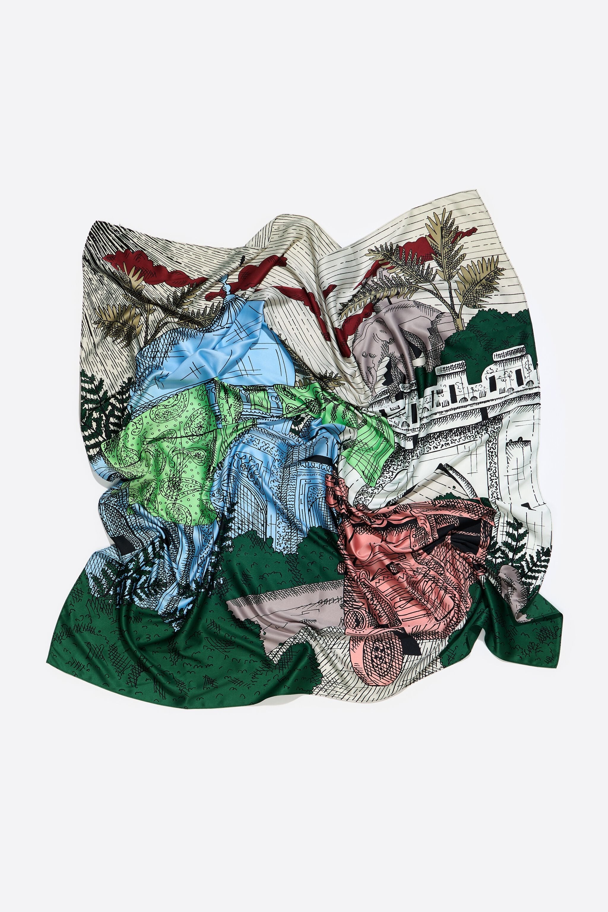 Coral Indian city scarf