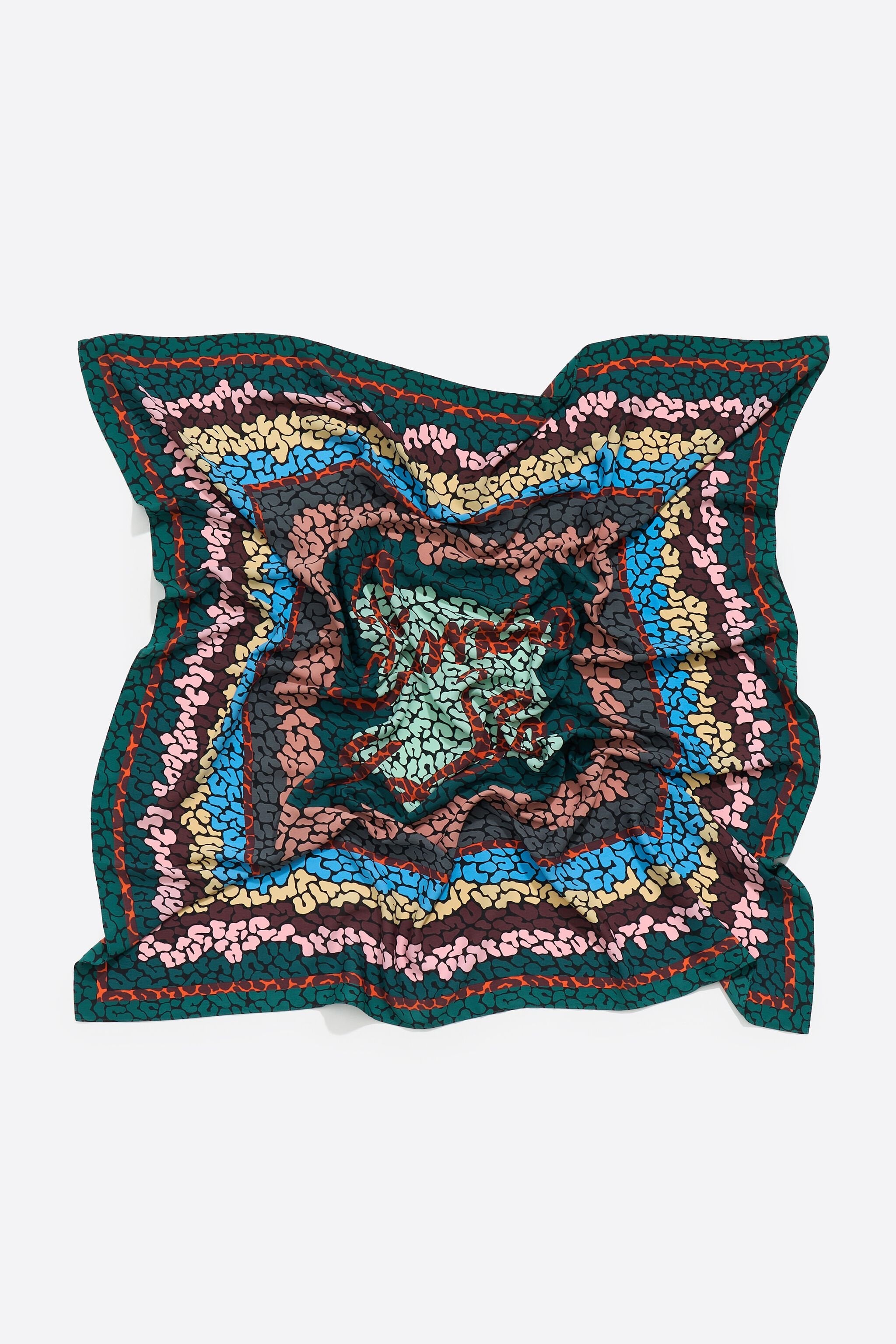 Black leopard borders and logo scarf