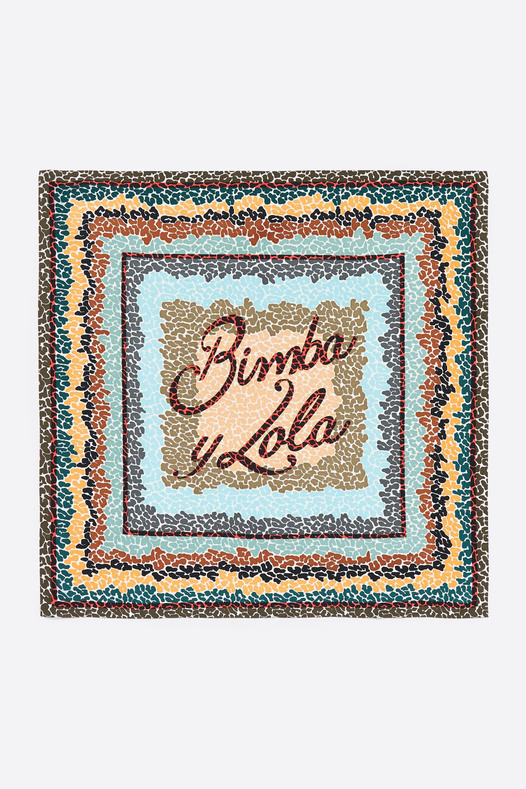 Ivory leopard borders and logo scarf