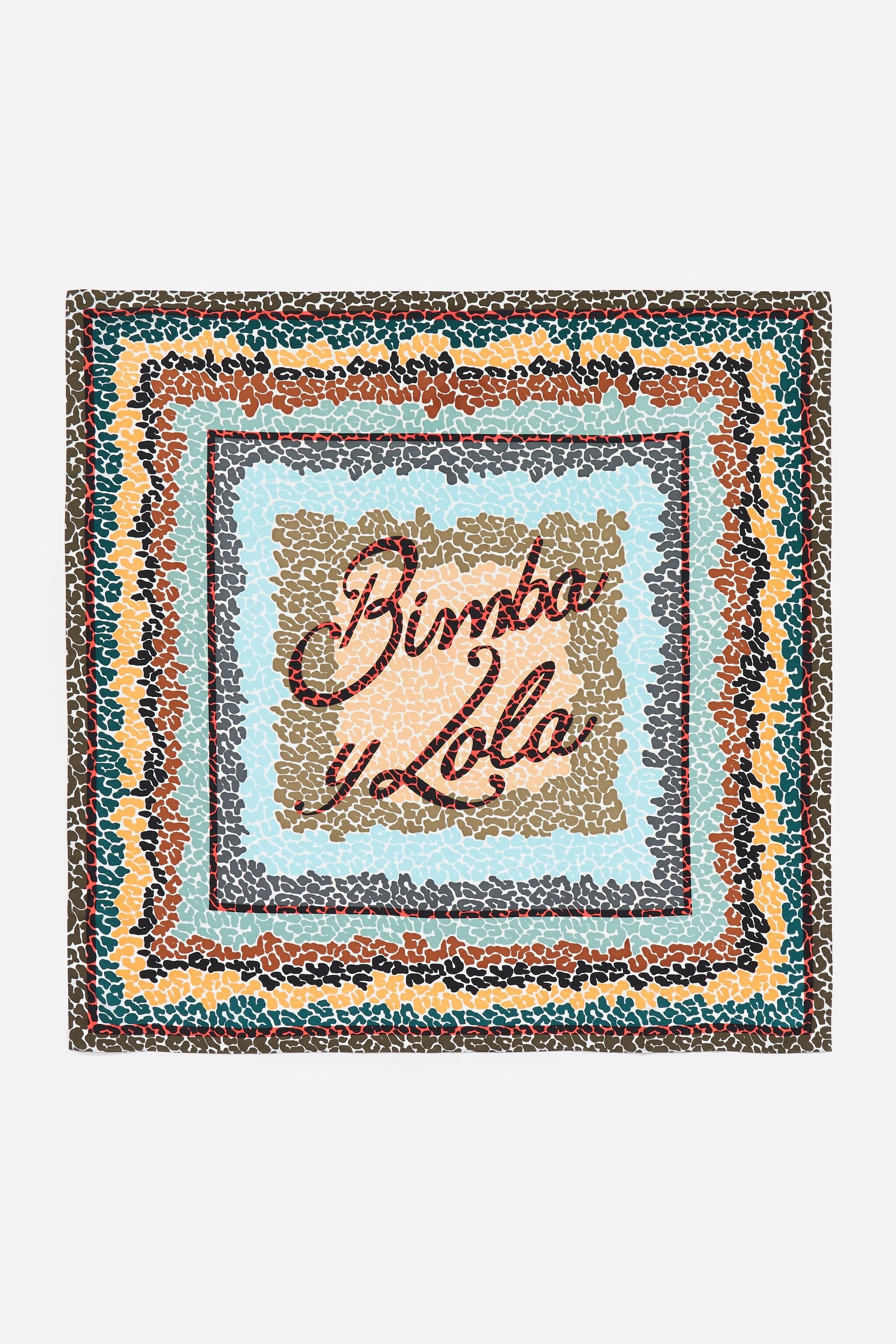 Ivory leopard borders and logo scarf