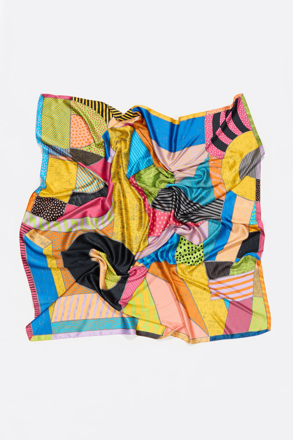 Multicolor textured XL logos and microprint scarf