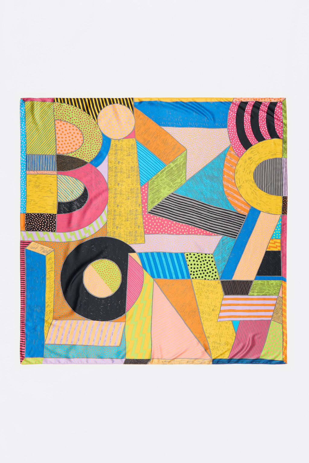 Multicolor textured XL logos and microprint scarf