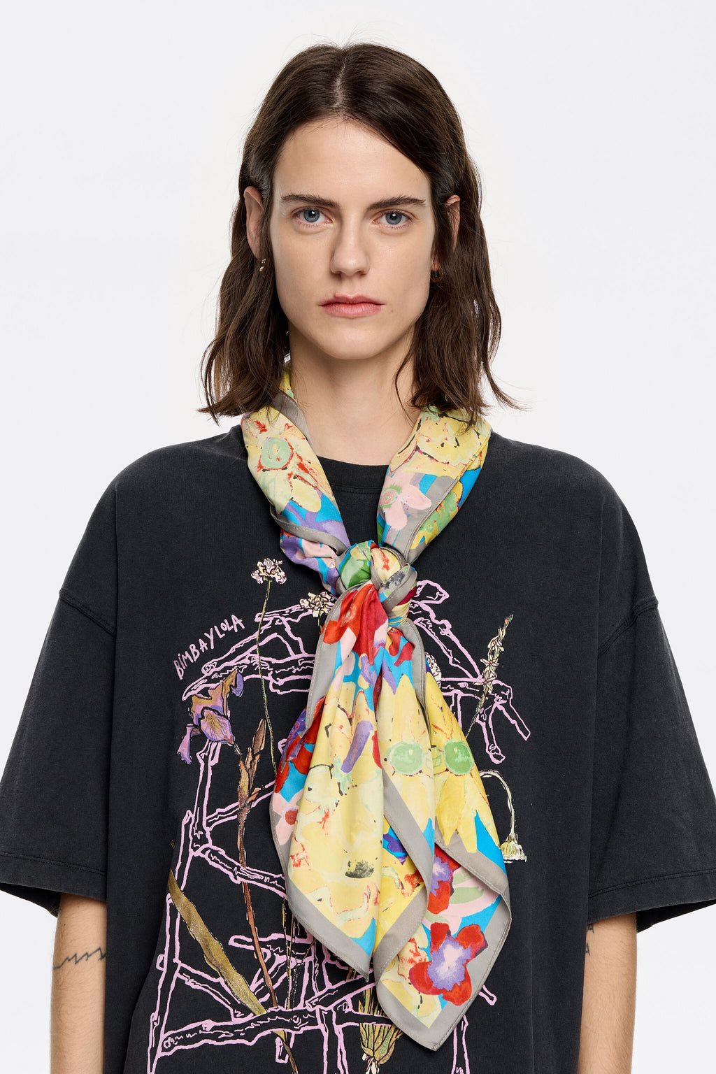 Strawberry watercolor logo floral scarf