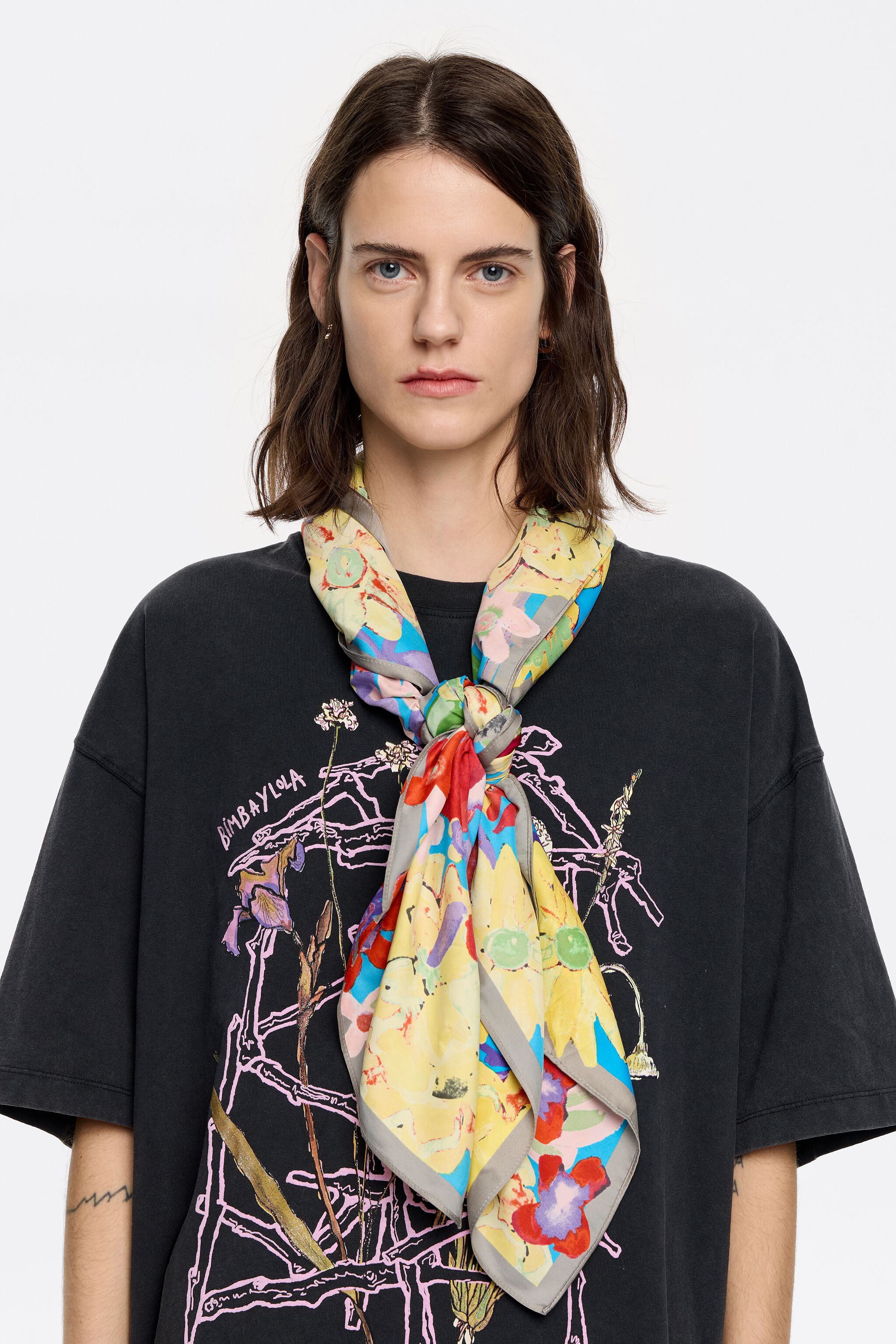 Strawberry watercolor logo floral scarf