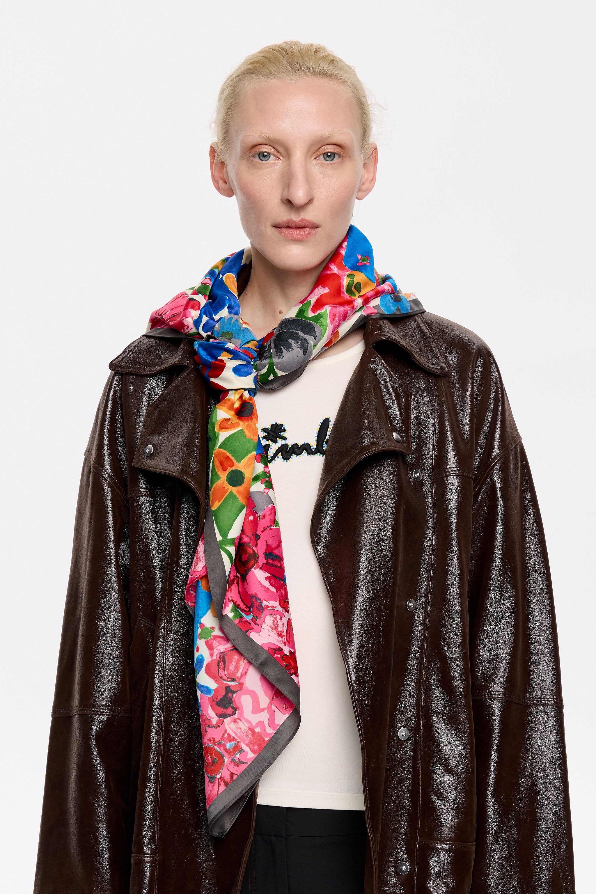 Blue watercolor logo floral scarf