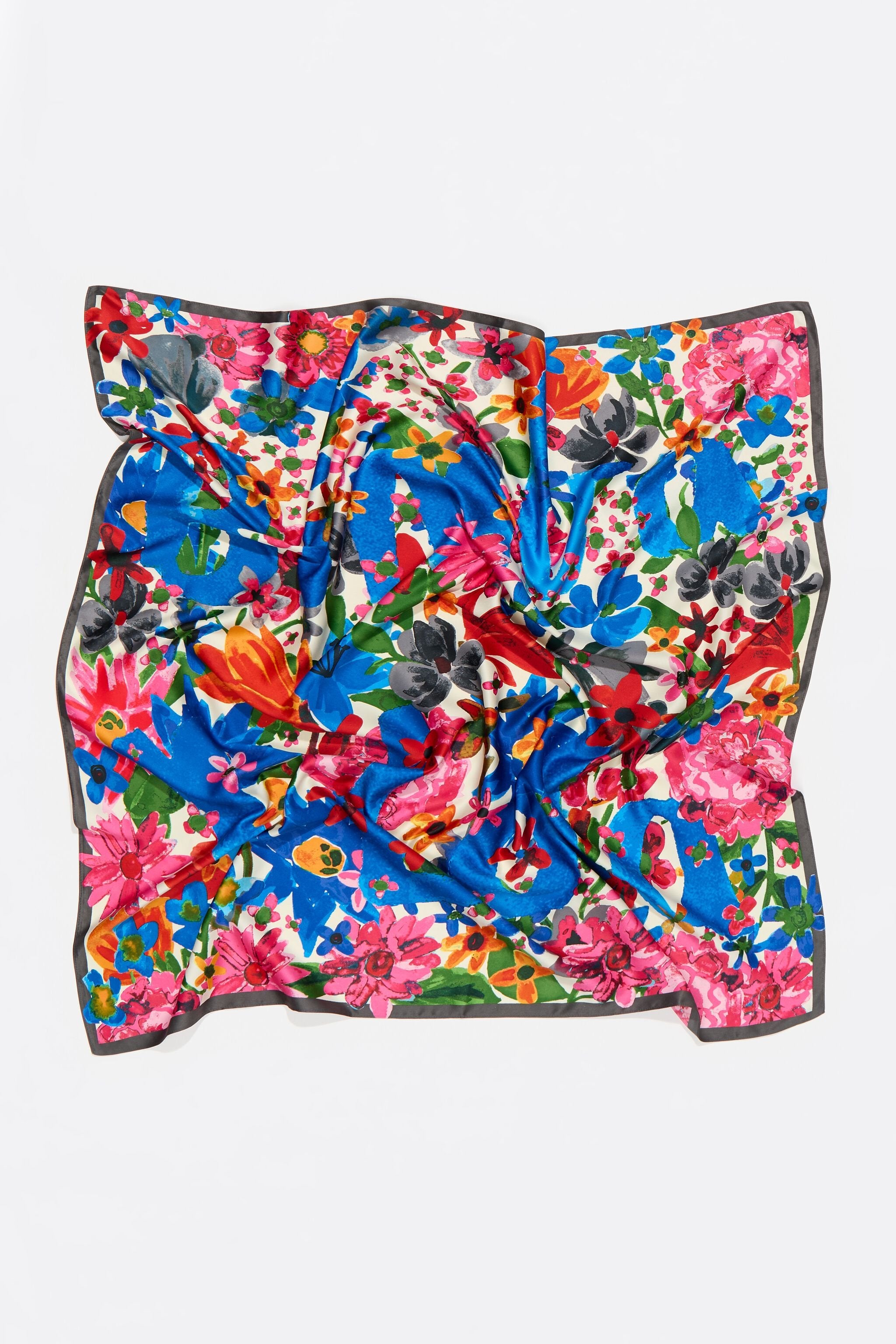 Blue watercolor logo floral scarf