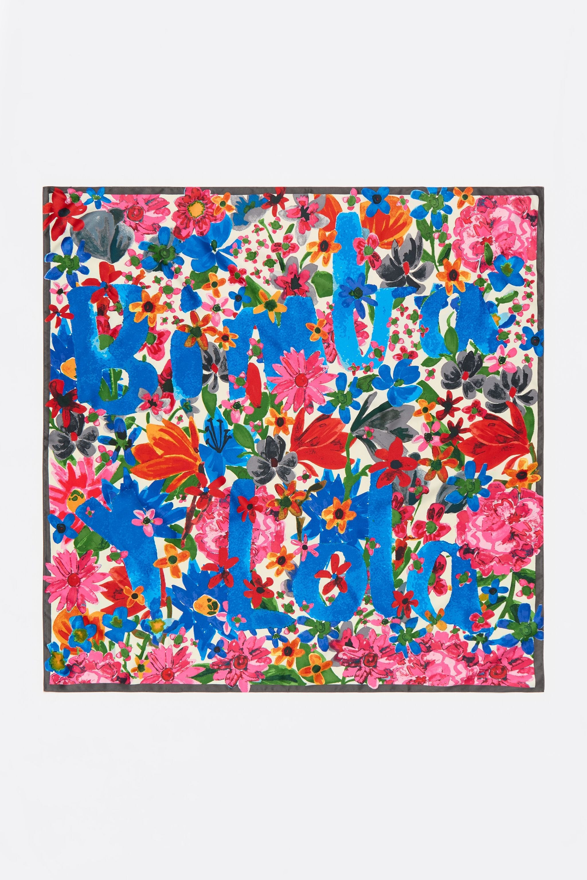 Blue watercolor logo floral scarf