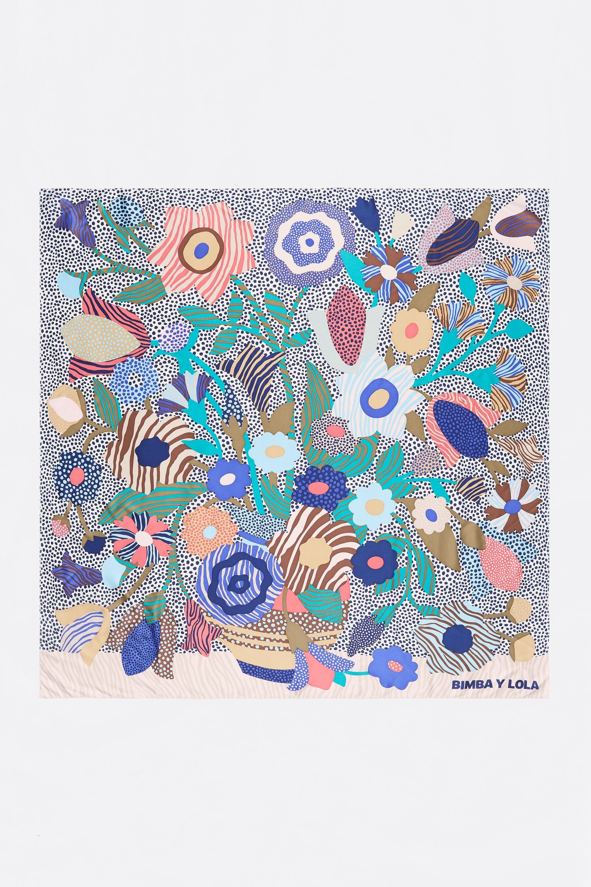 White vase and flowers microprints scarf