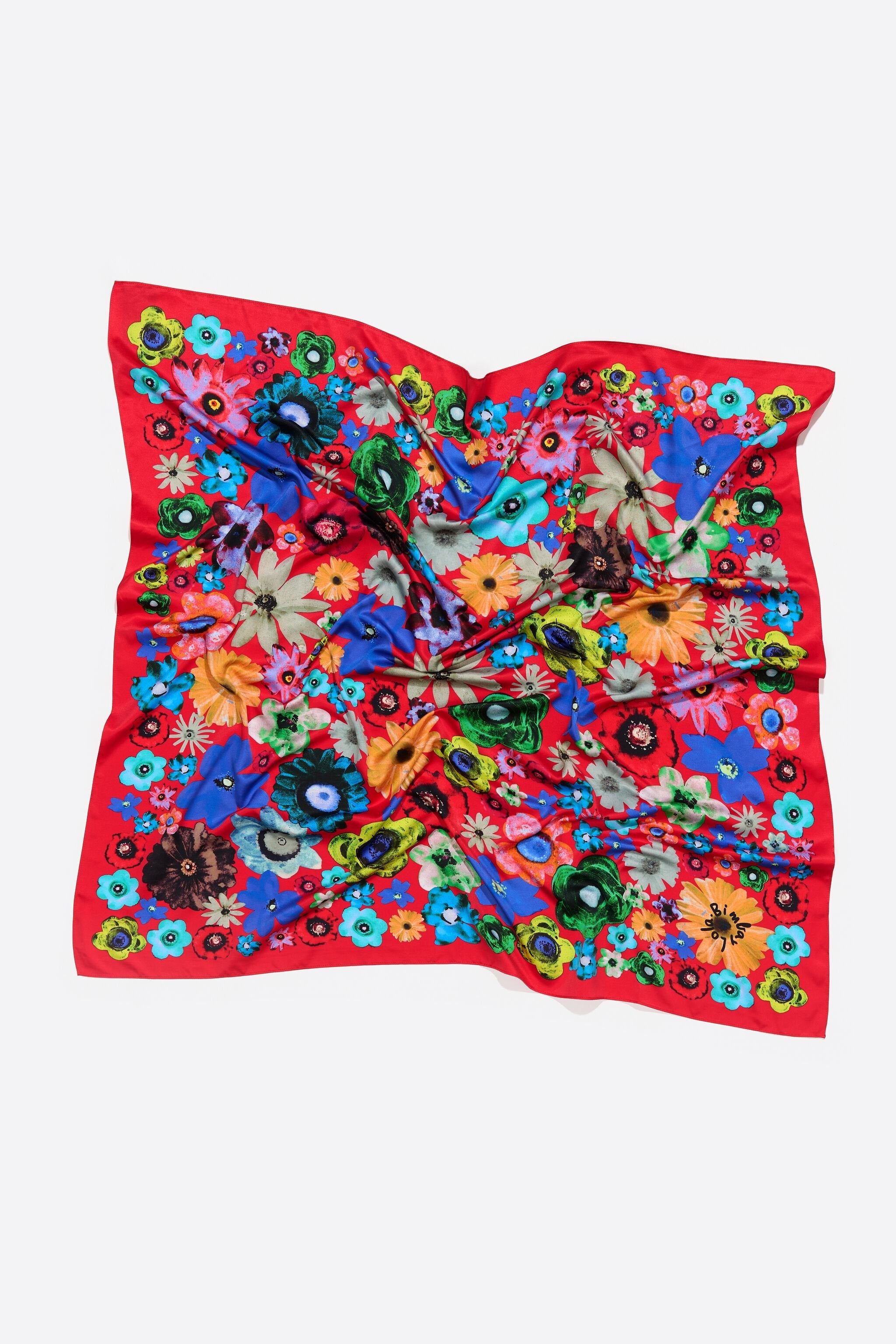 Red watercolor floral scarf