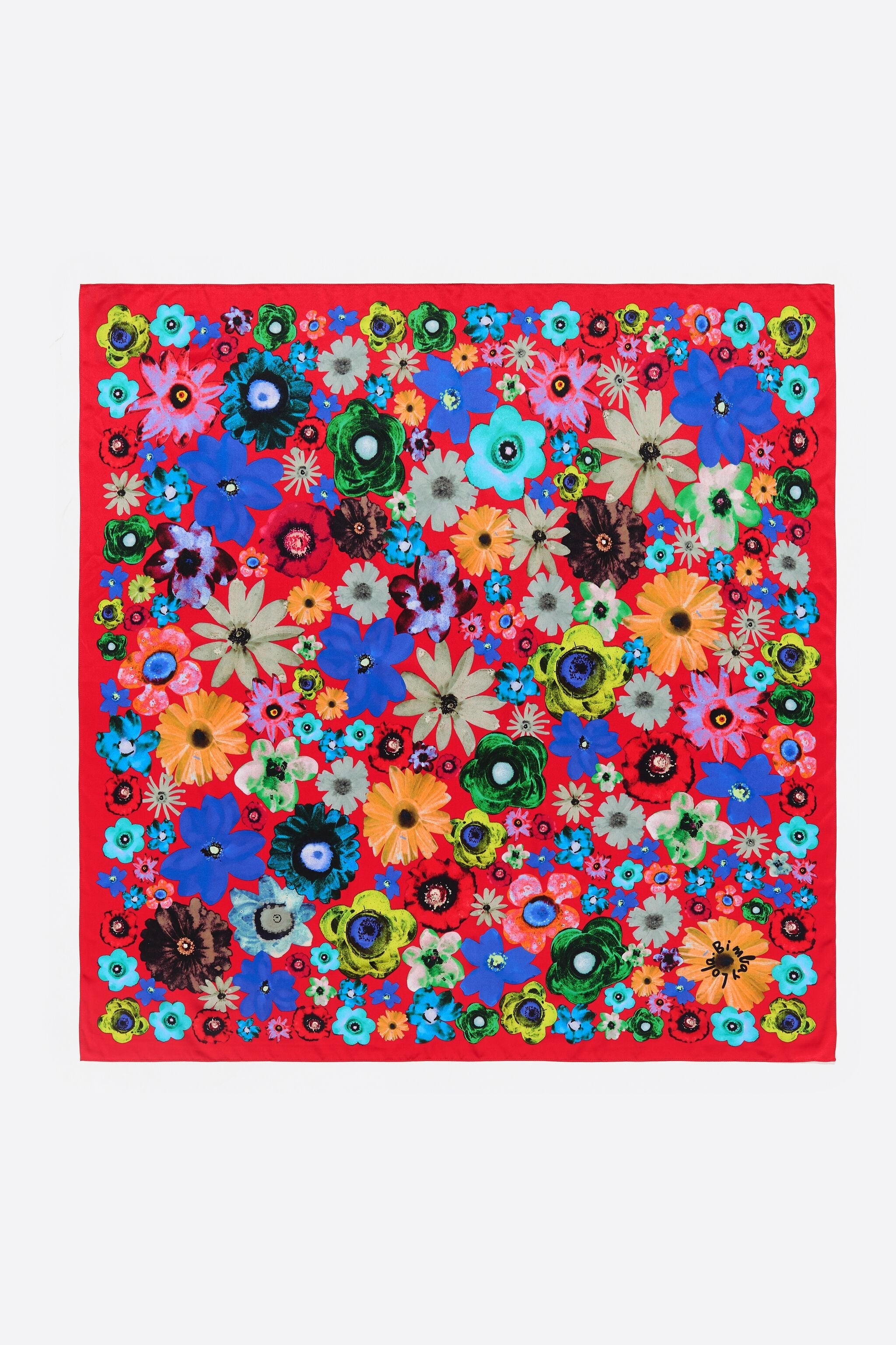 Red watercolor floral scarf