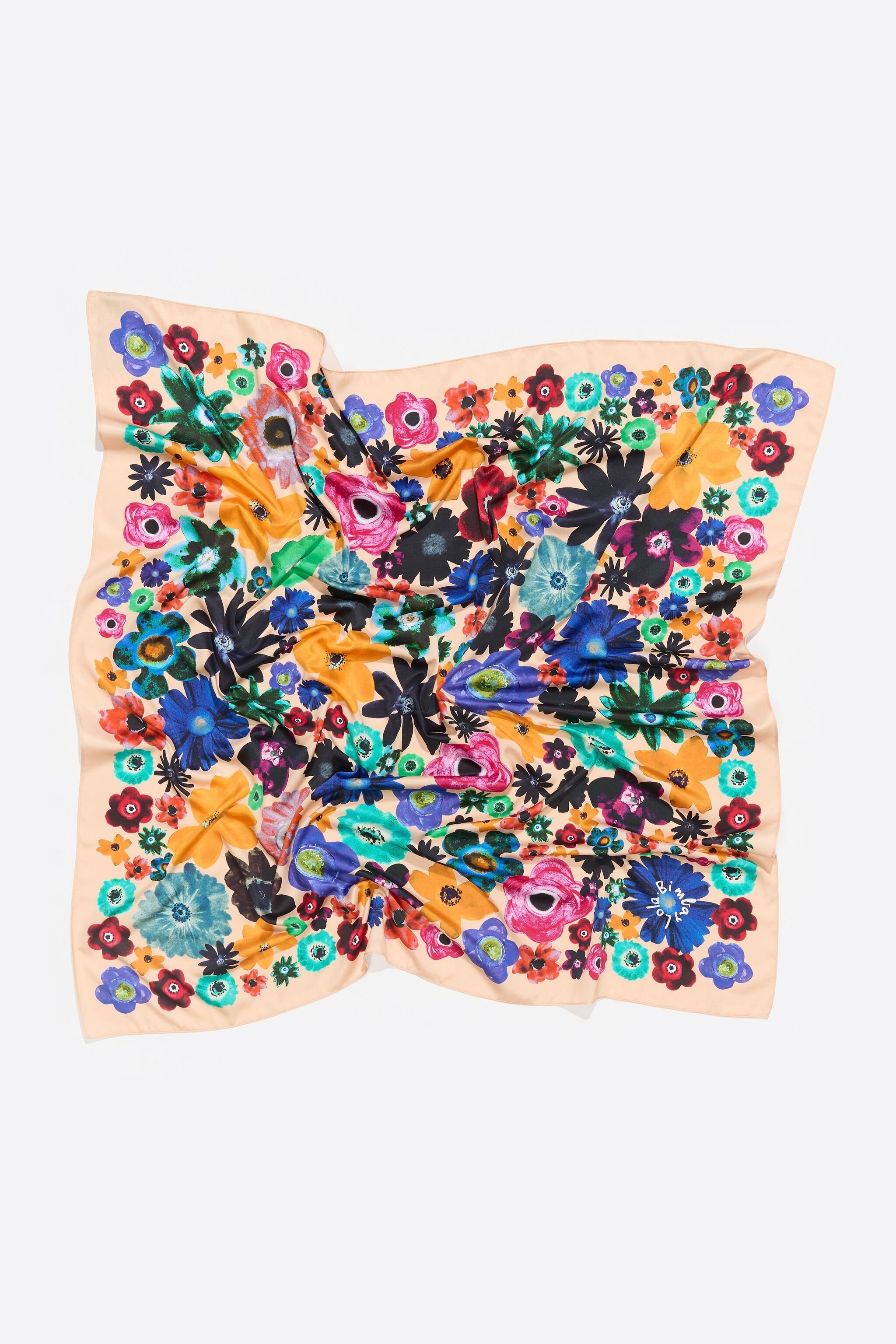 Cream watercolor floral scarf