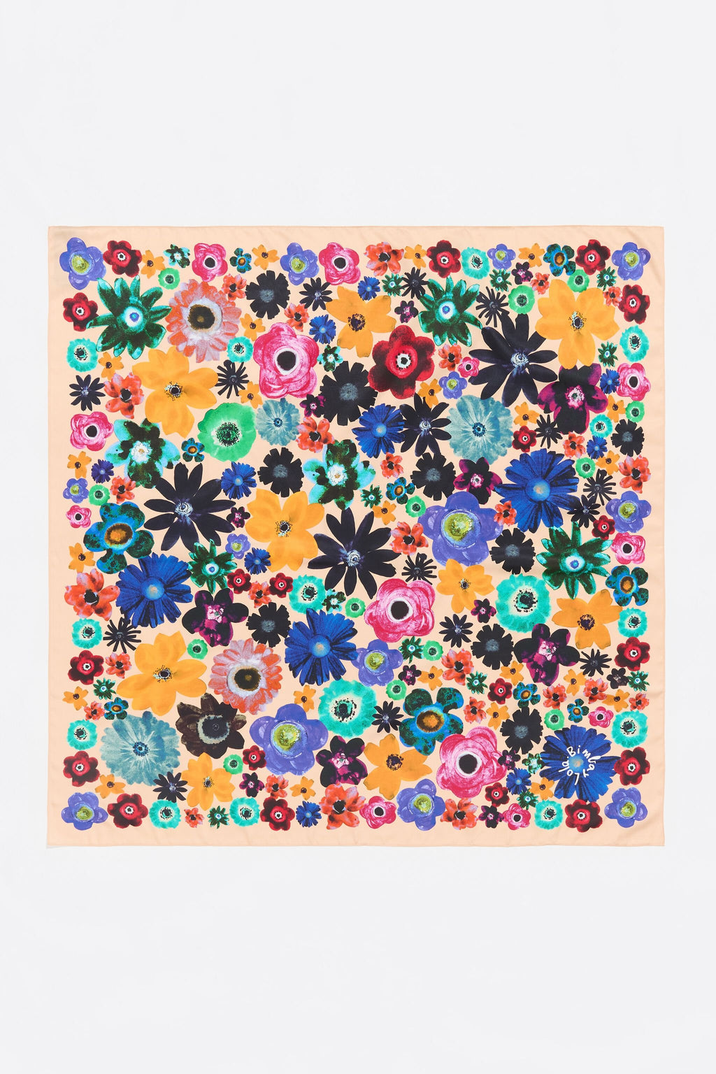 Cream watercolor floral scarf