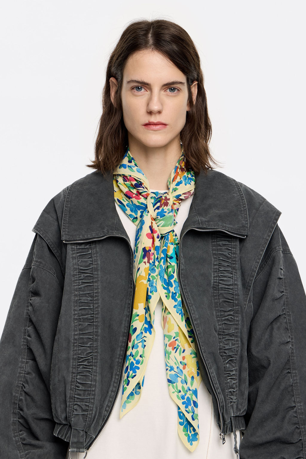 Yellow watercolor flower garden scarf