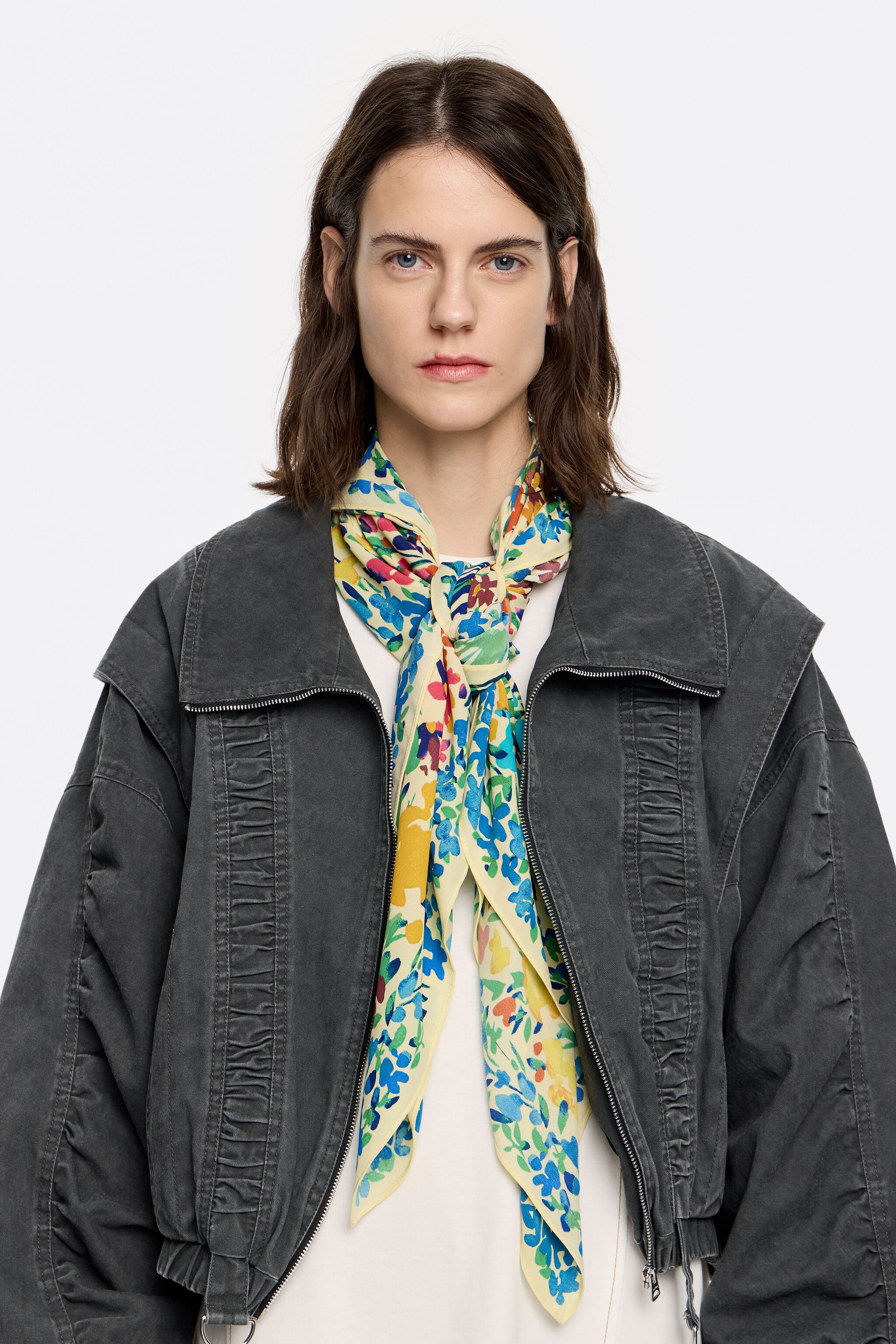 Yellow watercolor flower garden scarf