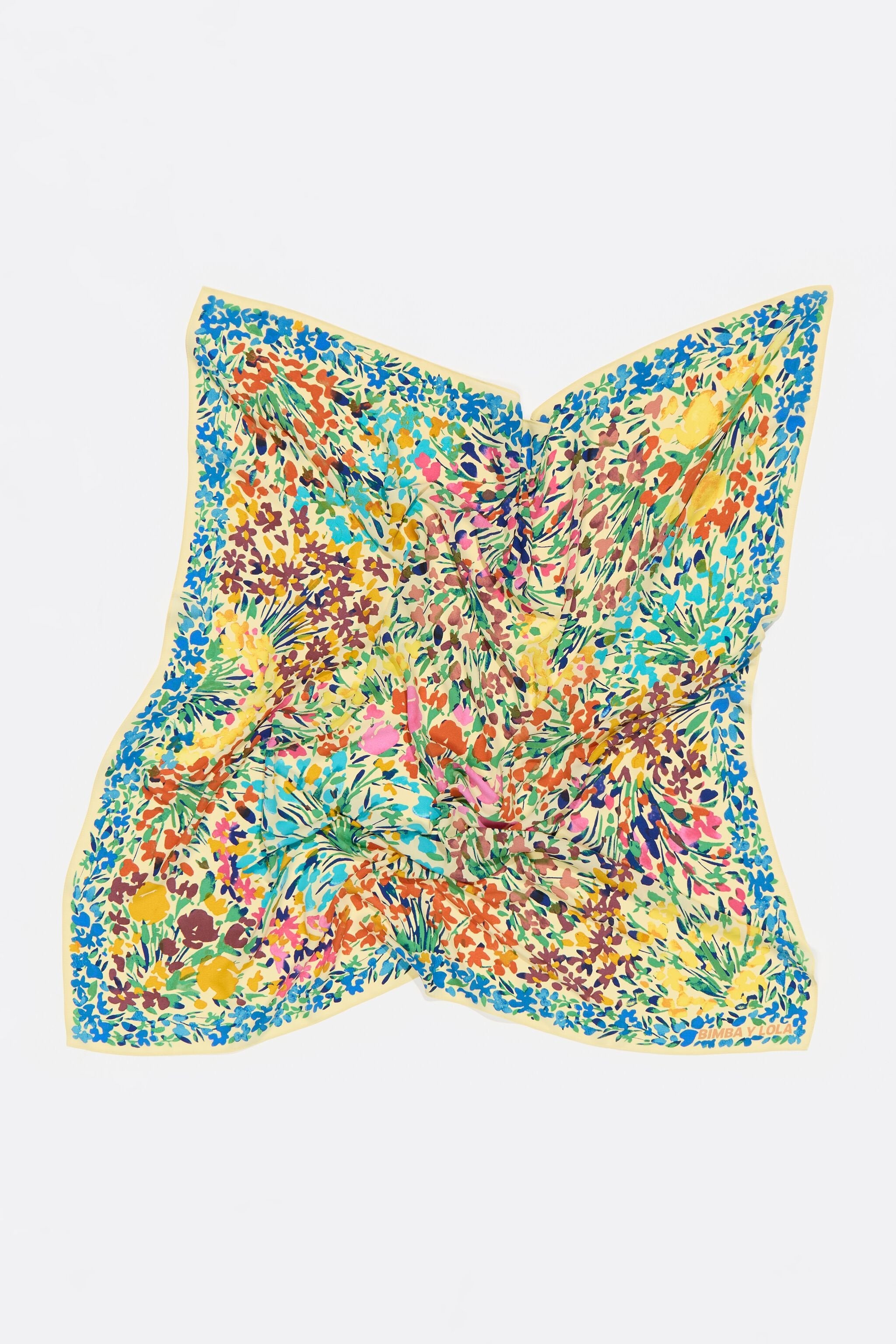 Yellow watercolor flower garden scarf