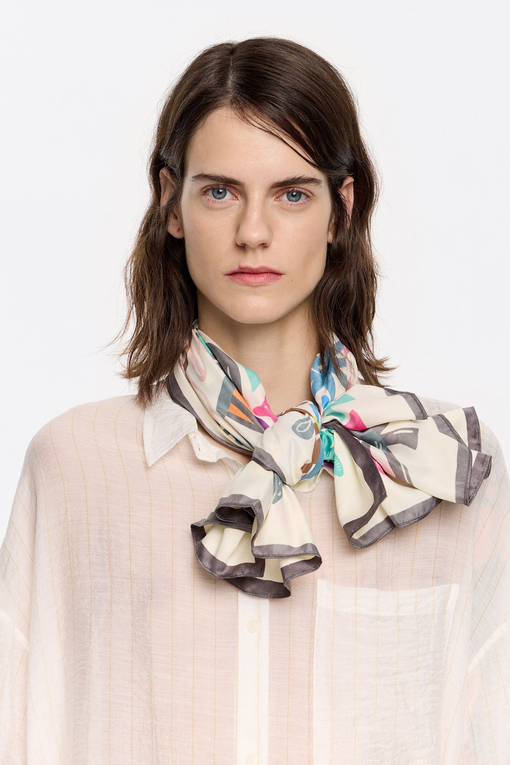 Ivory vegetation and animals scarf