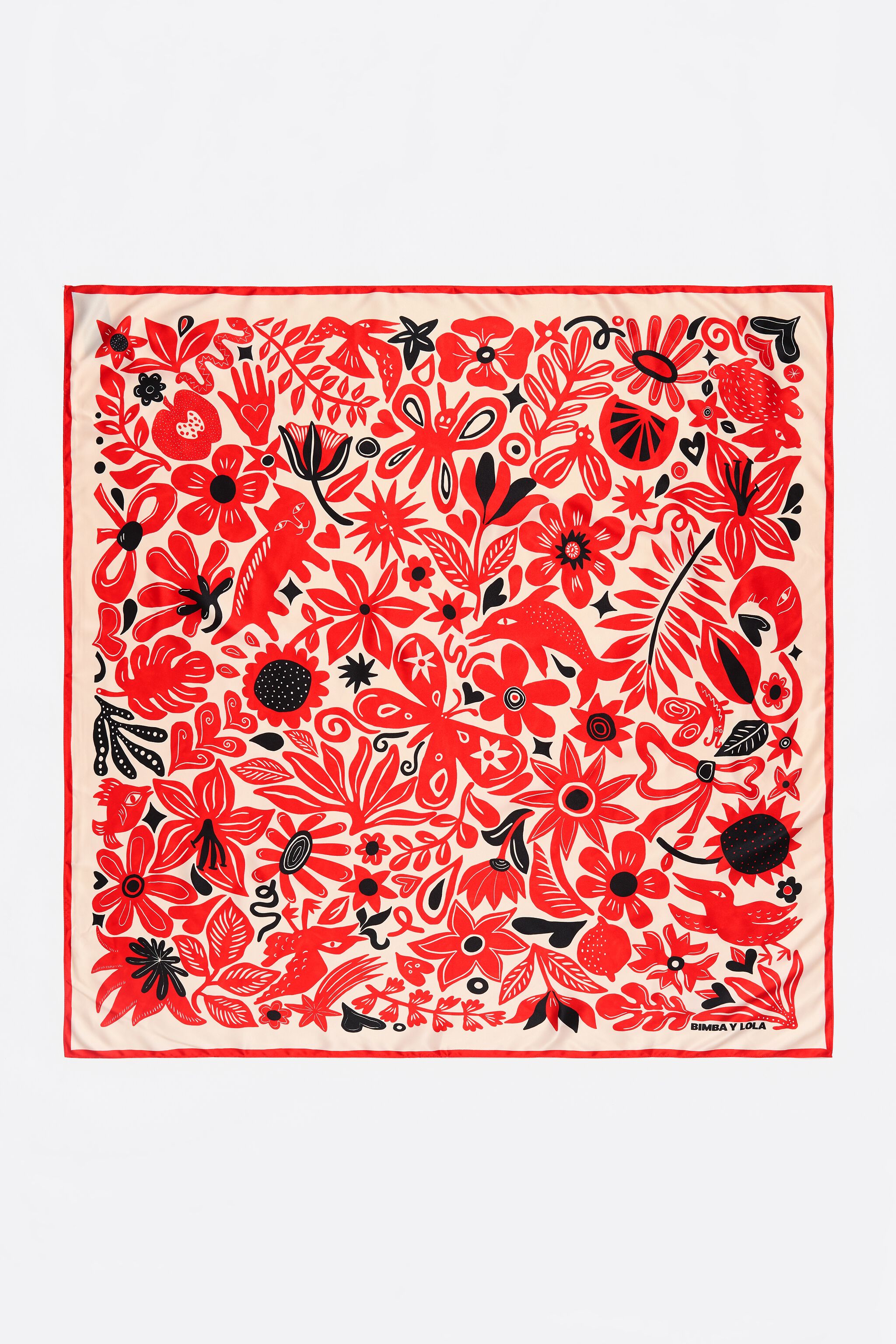 Two-tone animals and vegetation scarf