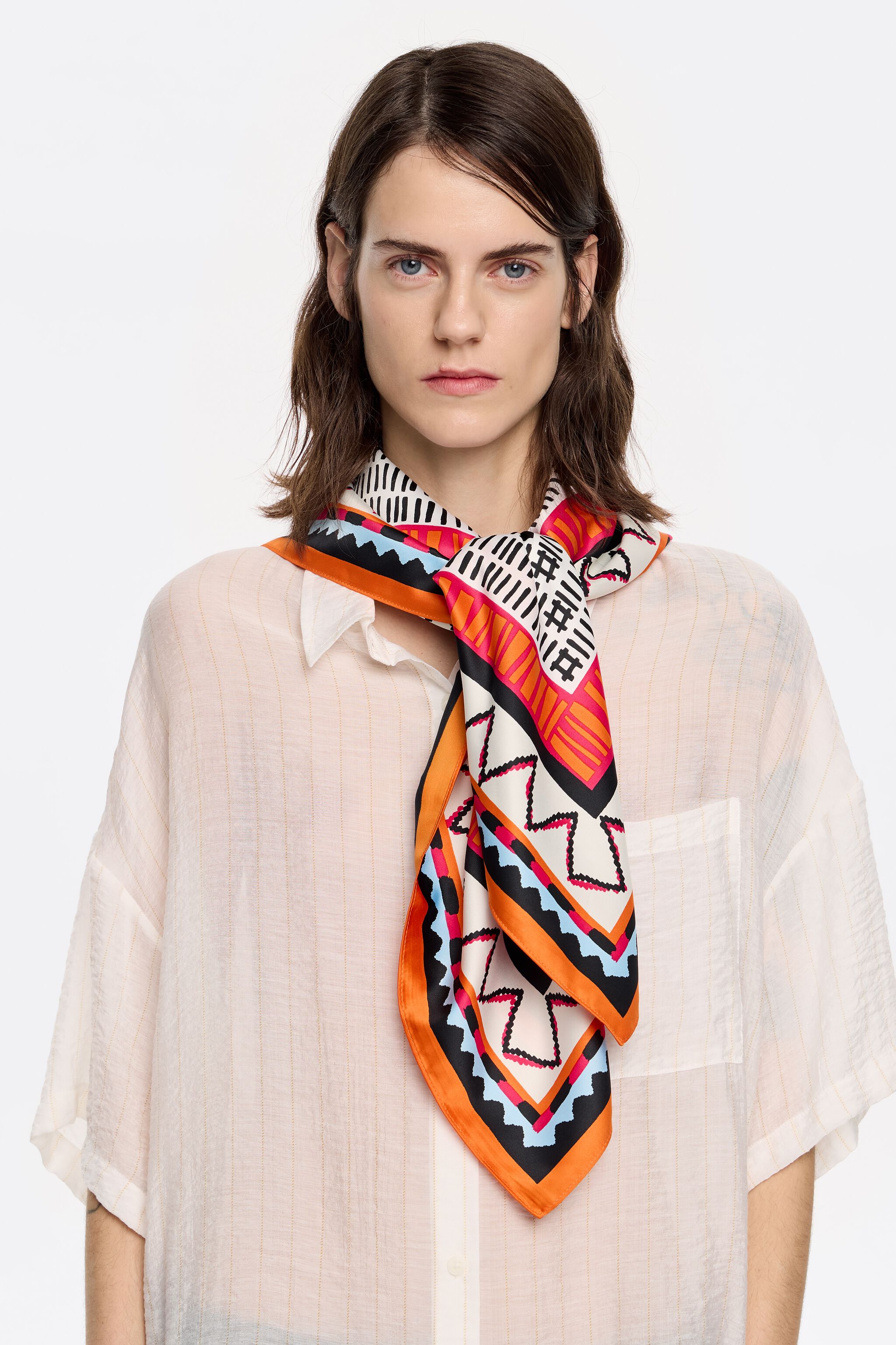 Strawberry ikat scarf