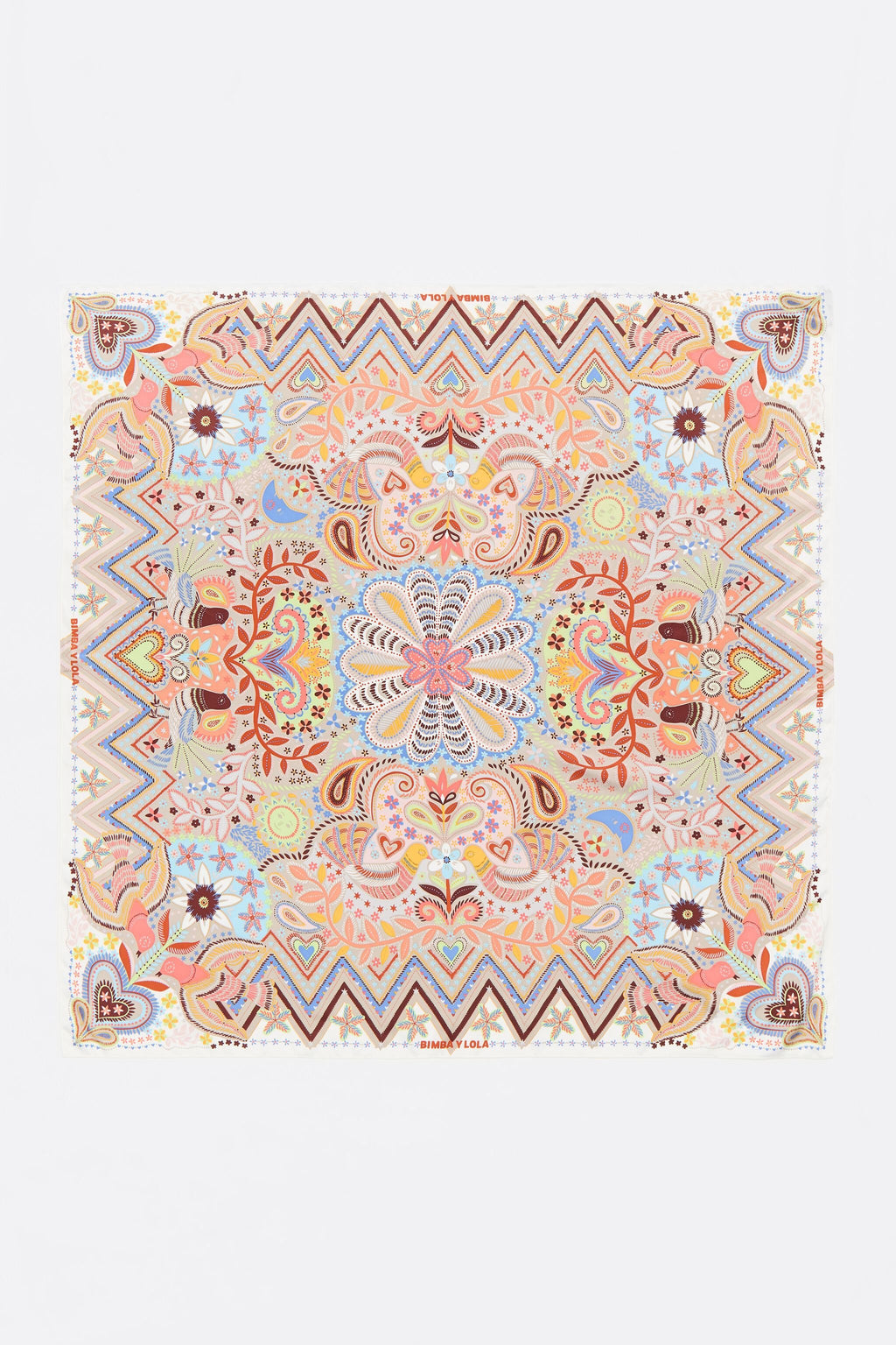 Beige birds and mini prints scarf