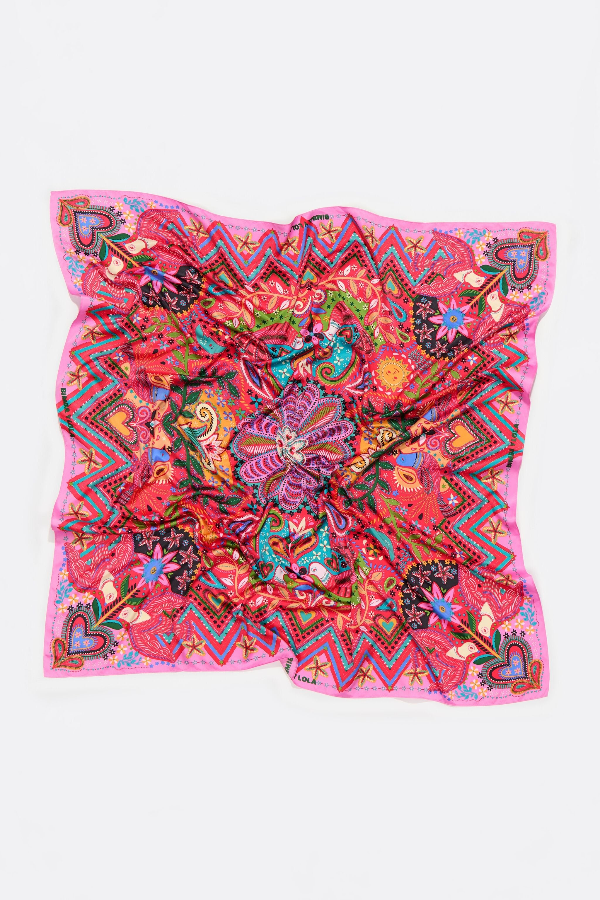 Strawberry birds and mini prints scarf