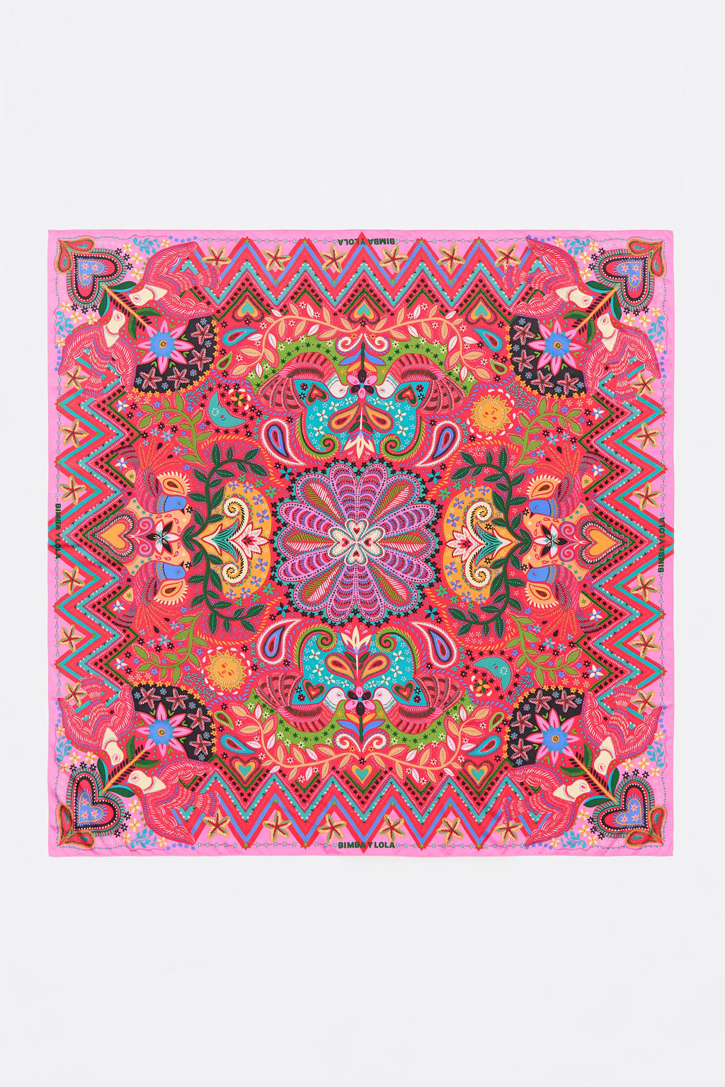 Strawberry birds and mini prints scarf