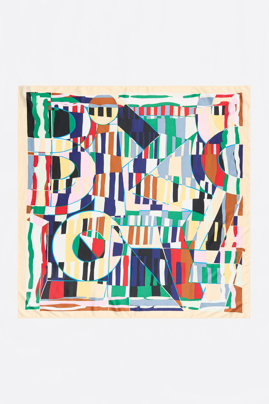 Beige geometric logo scarf