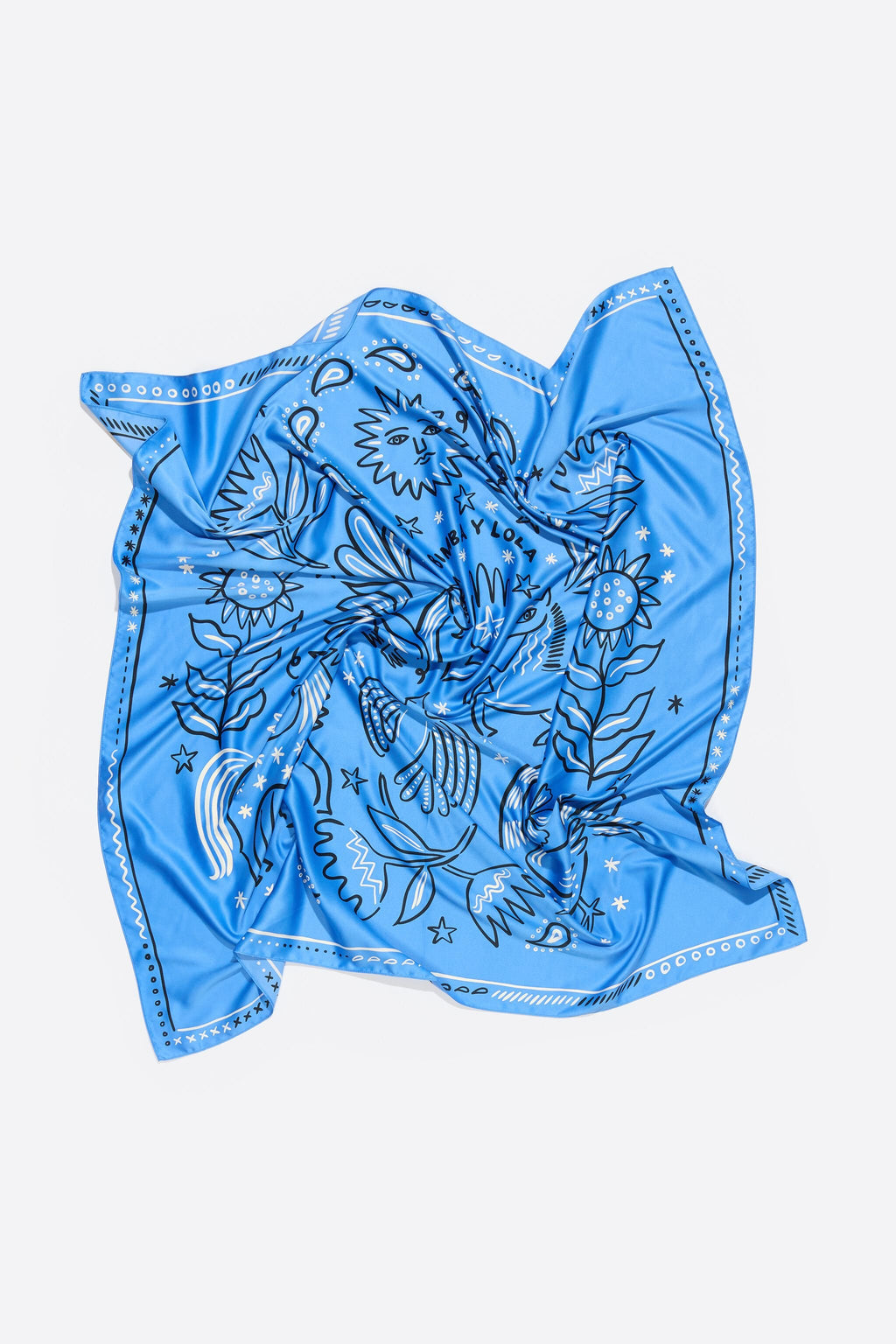 Blue line animal motif scarf
