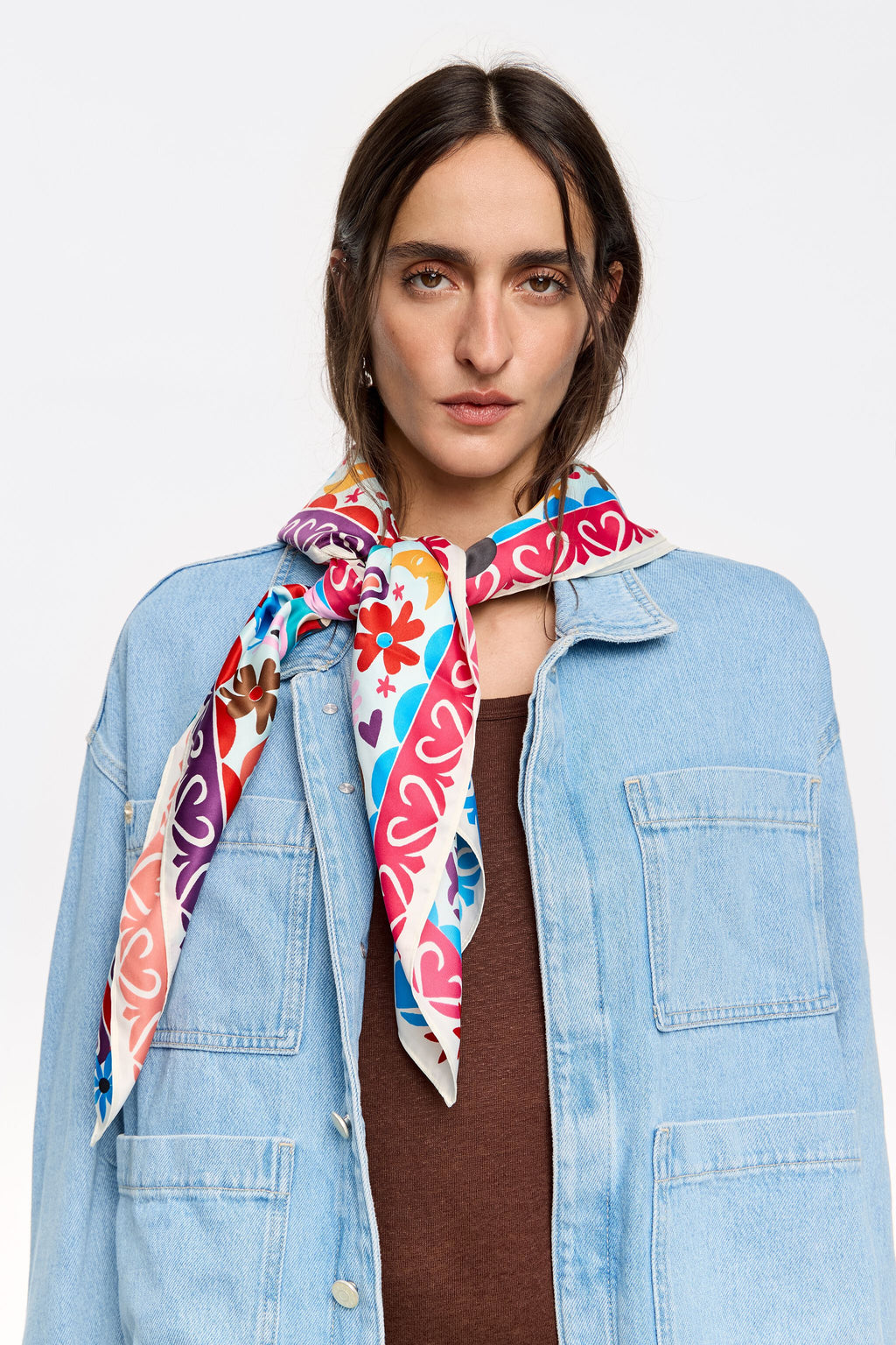 Concentric frame animal and floral scarf