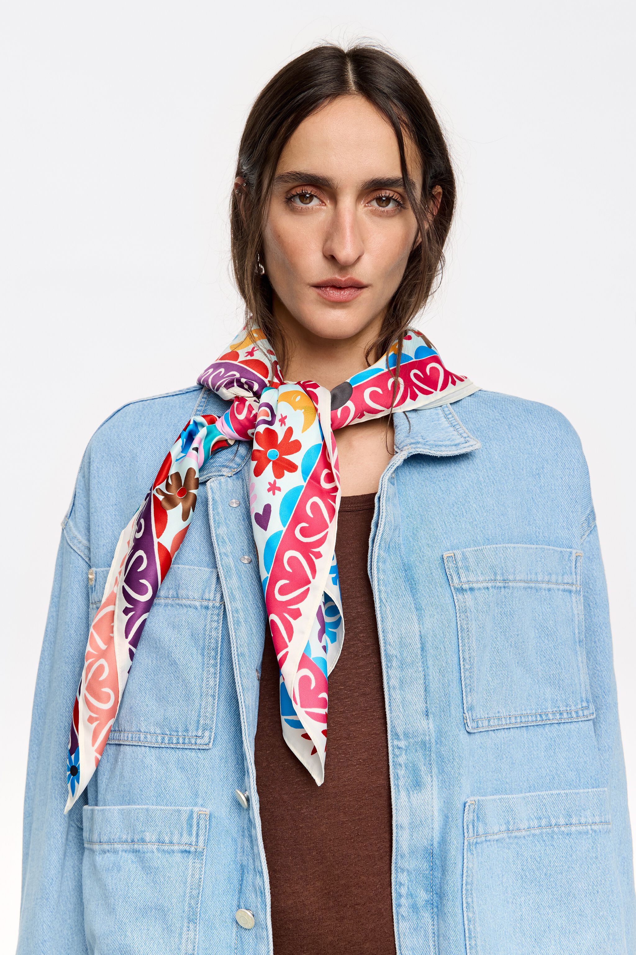 Concentric frame animal and floral scarf