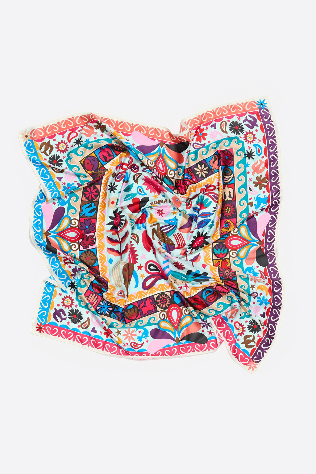 Concentric frame animal and floral scarf