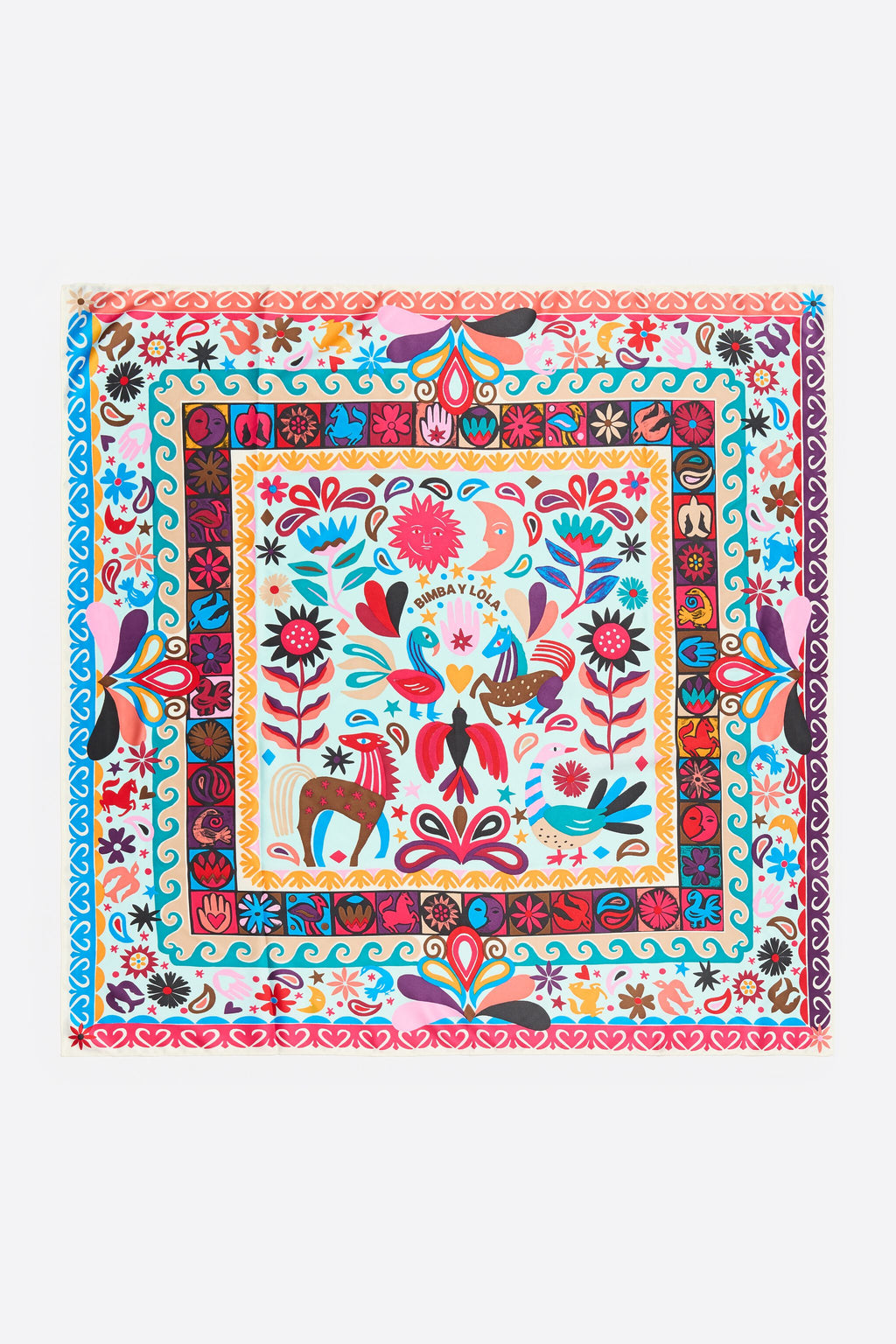 Concentric frame animal and floral scarf