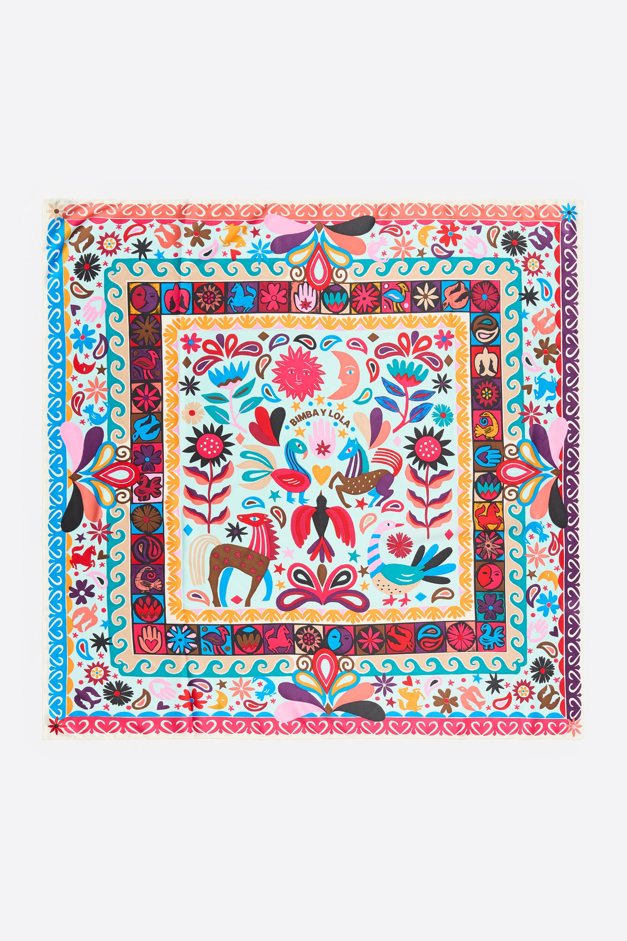 Concentric frame animal and floral scarf