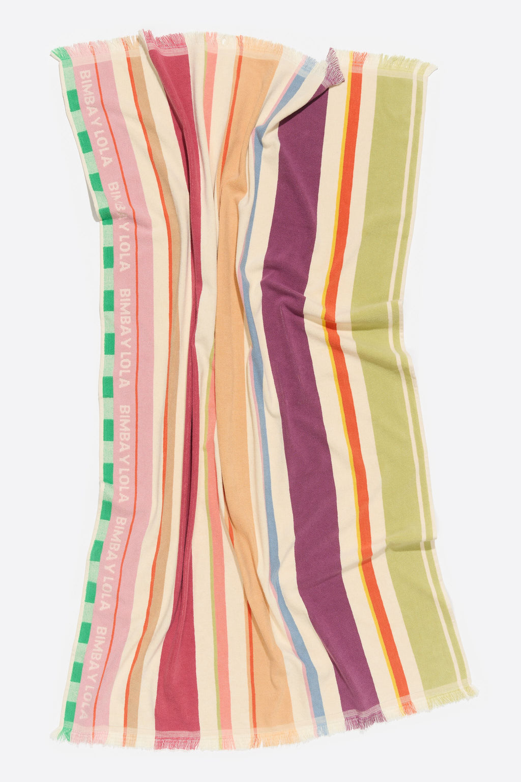 Purple multicolor striped cotton towel