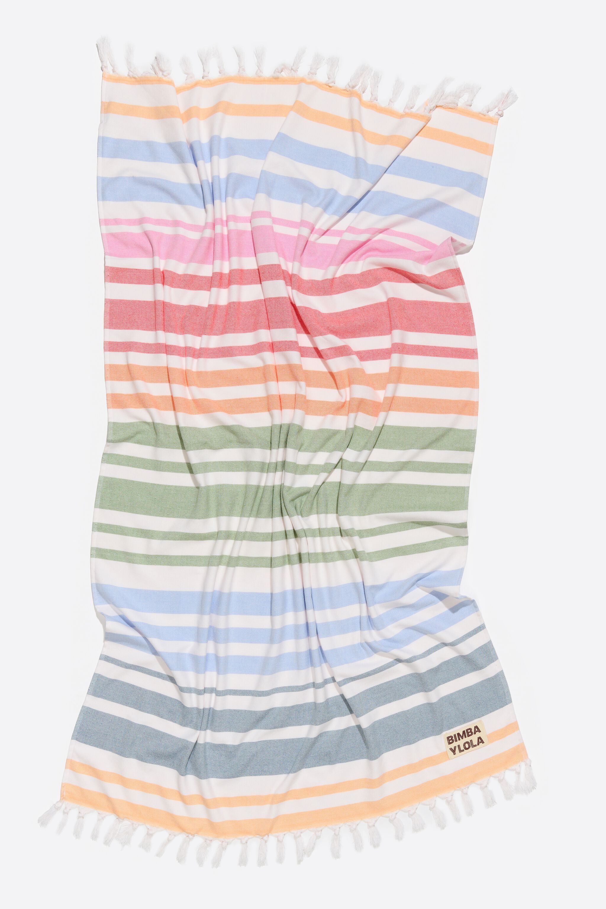 Green multicolor striped cotton towel