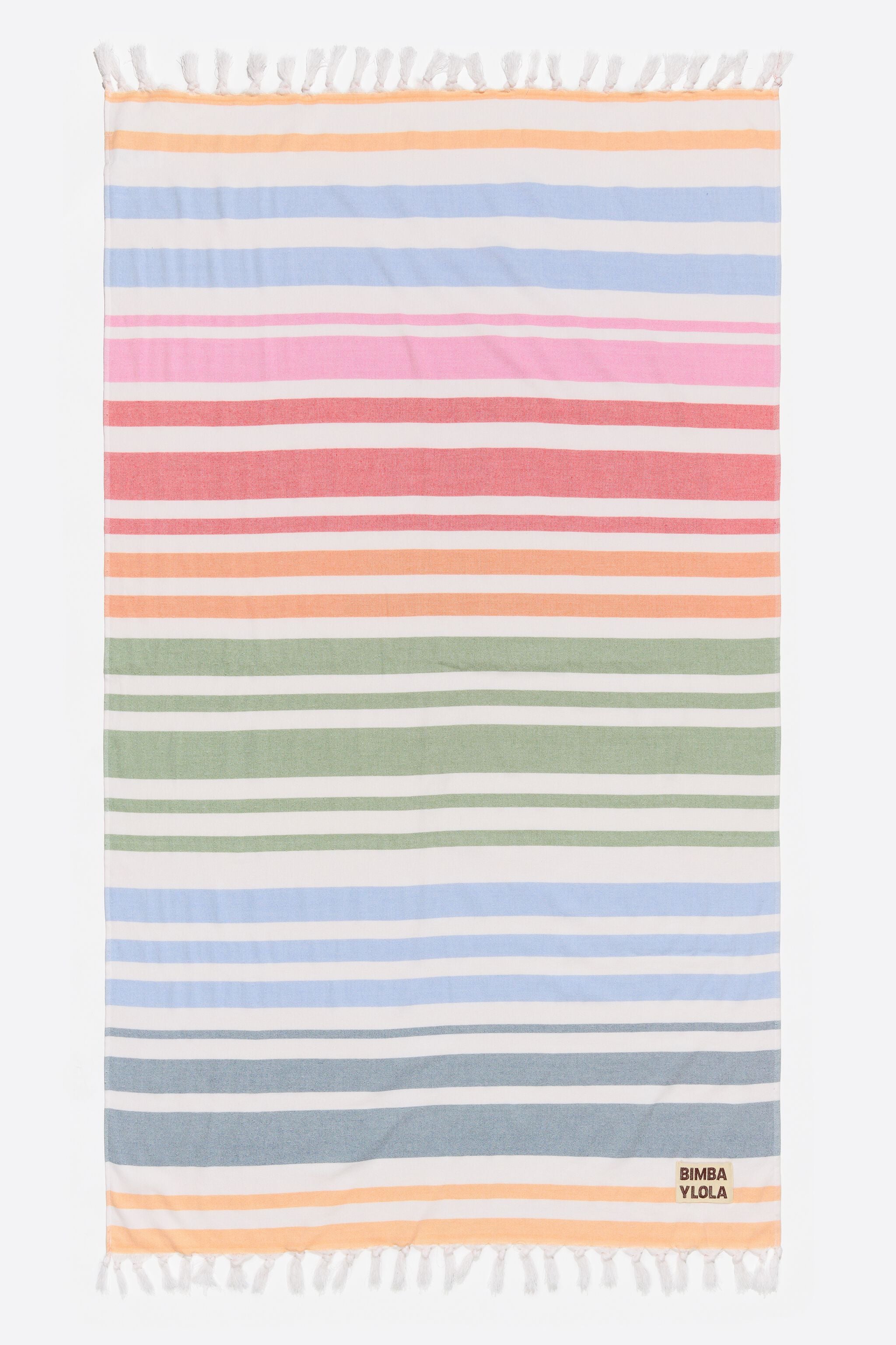 Green multicolor striped cotton towel