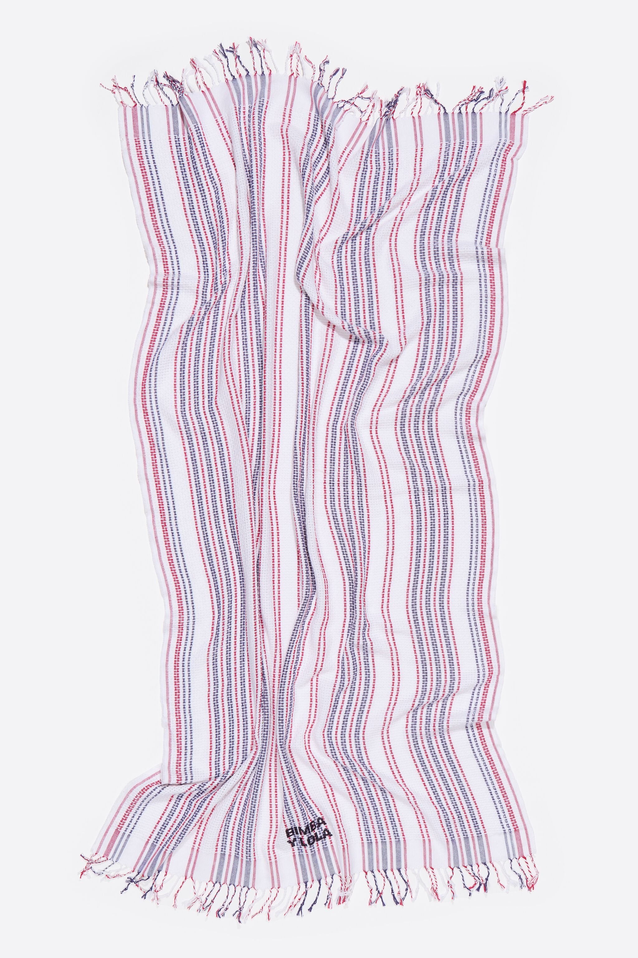 Red woven striped towel