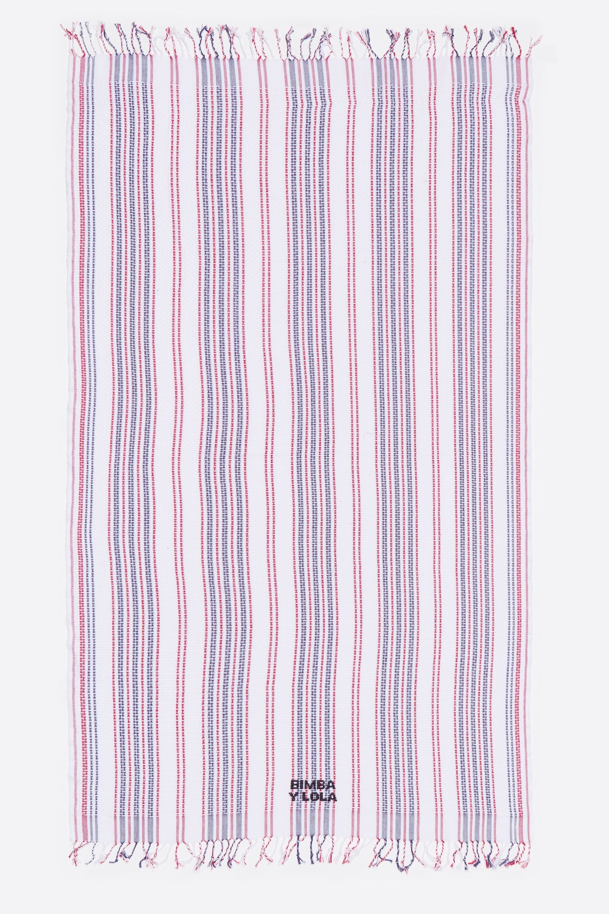 Red woven striped towel