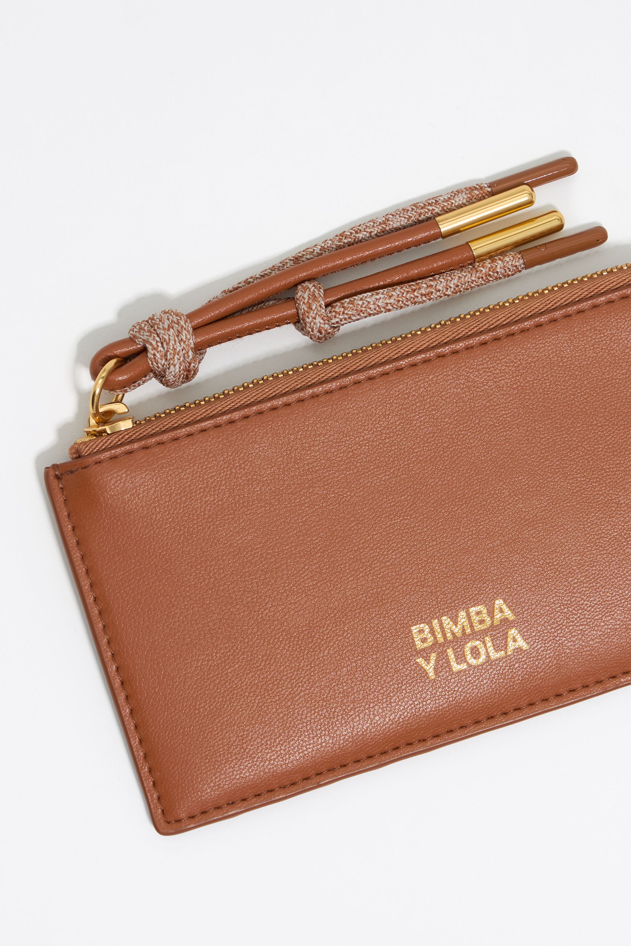 Tan leather card holder/coin purse